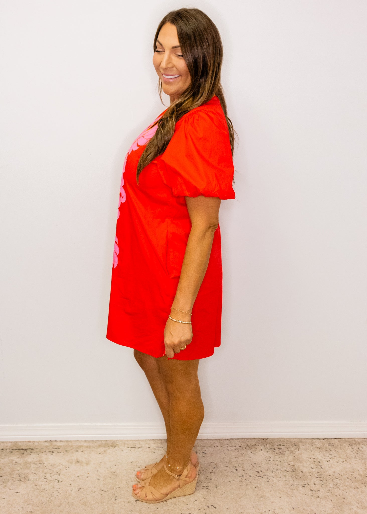 Red Baroque Applique Dress
