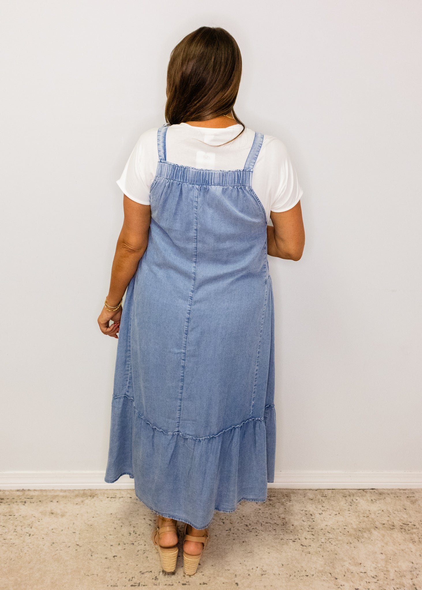 Dark Denim Overall Midi Dress