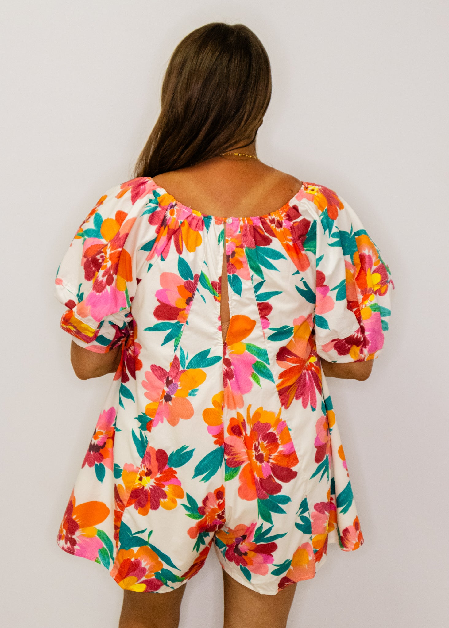 Multi Floral Print Cotton Romper