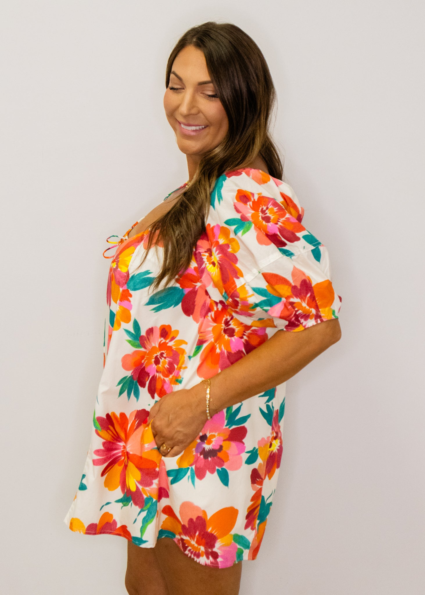 Multi Floral Print Cotton Romper