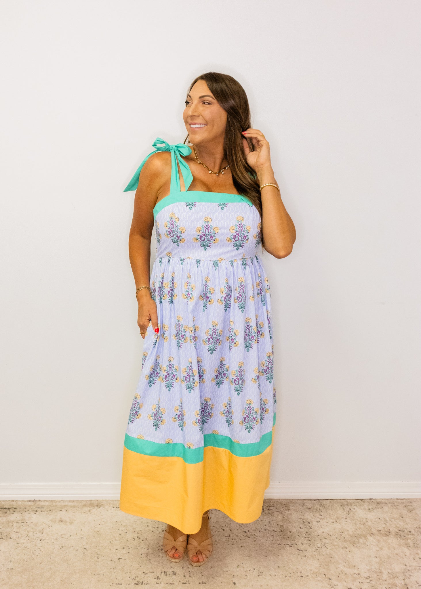 Lavender Marigold Smocked Midi Dress