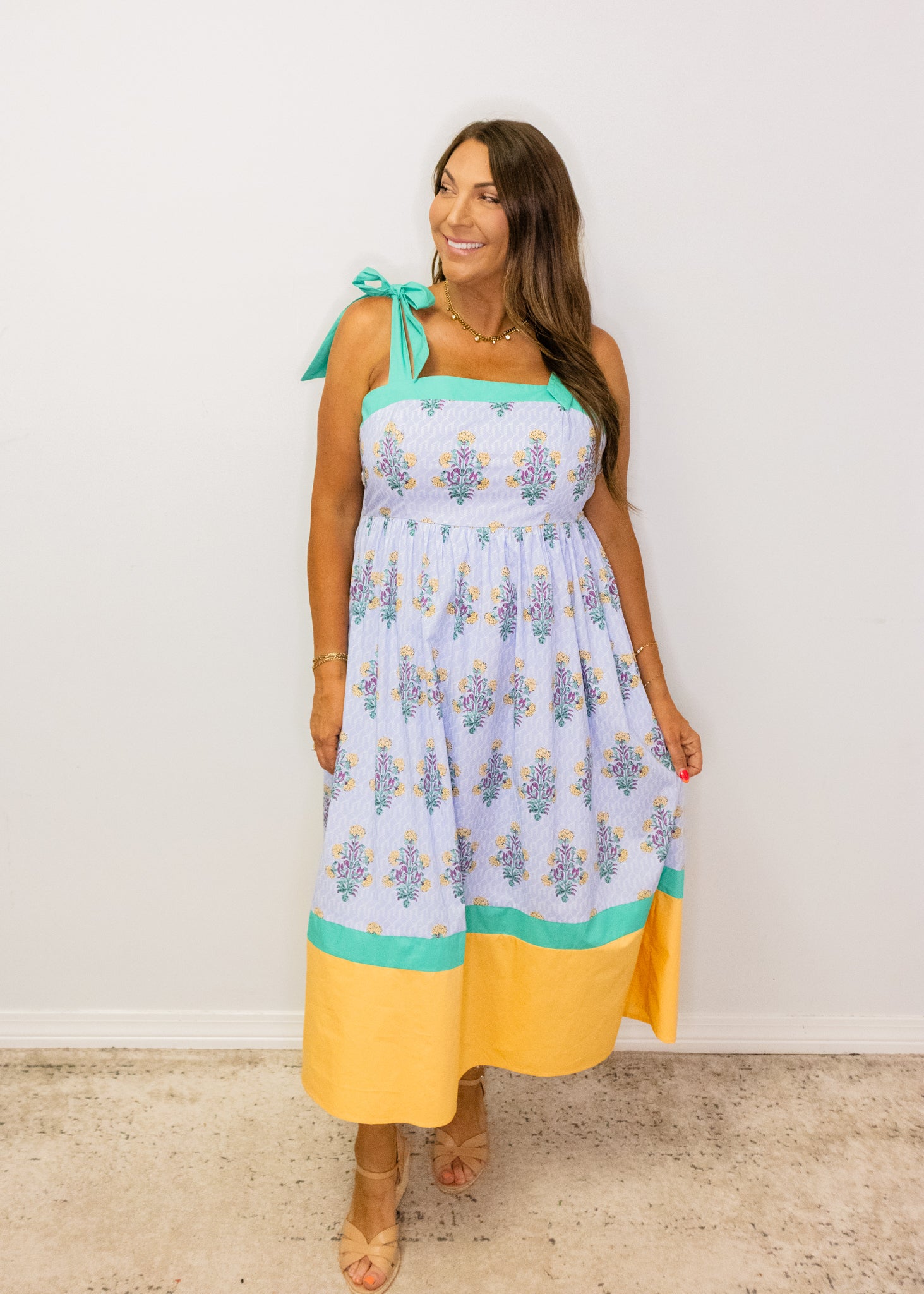 Lavender Marigold Smocked Midi Dress