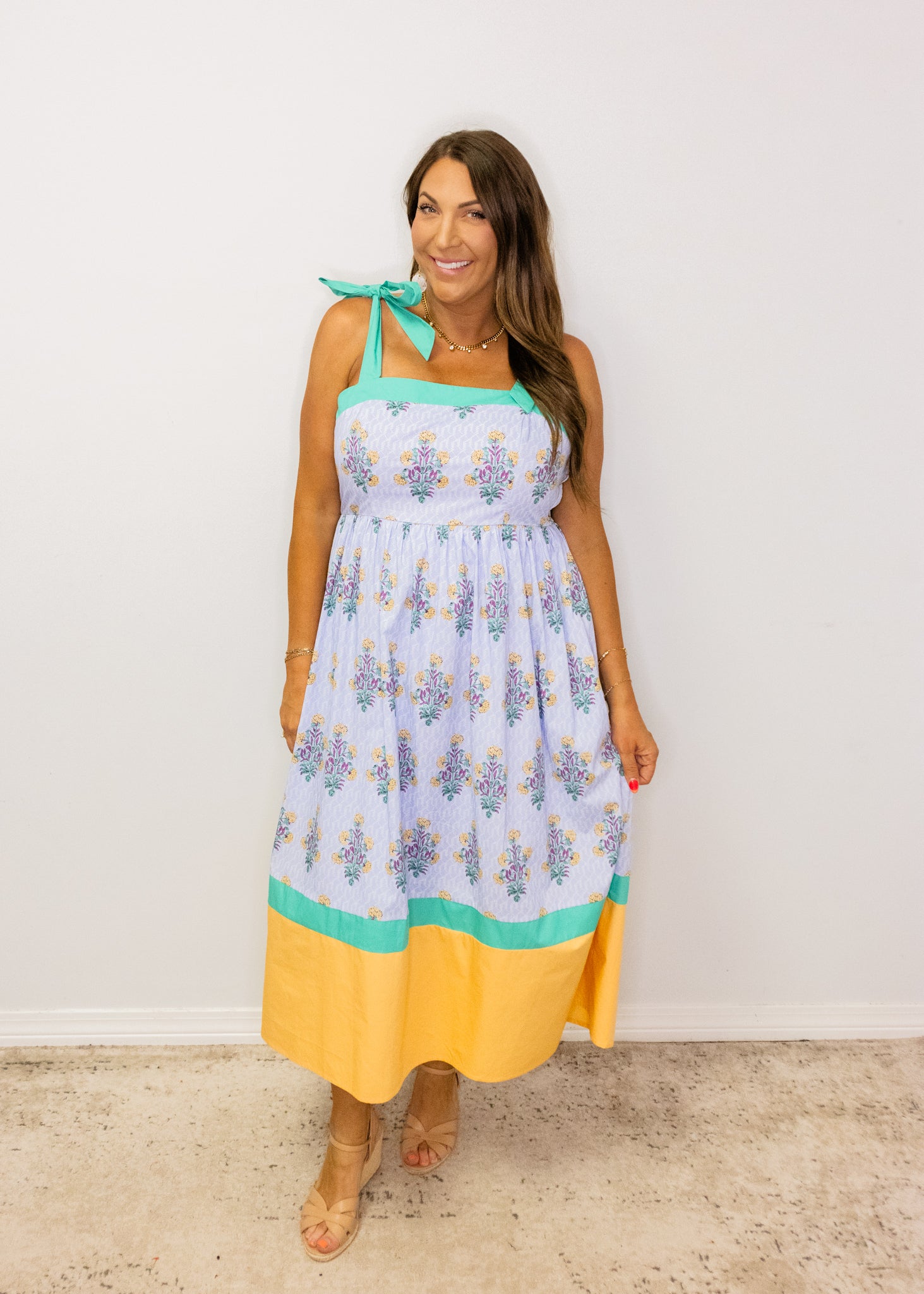 Lavender Marigold Smocked Midi Dress