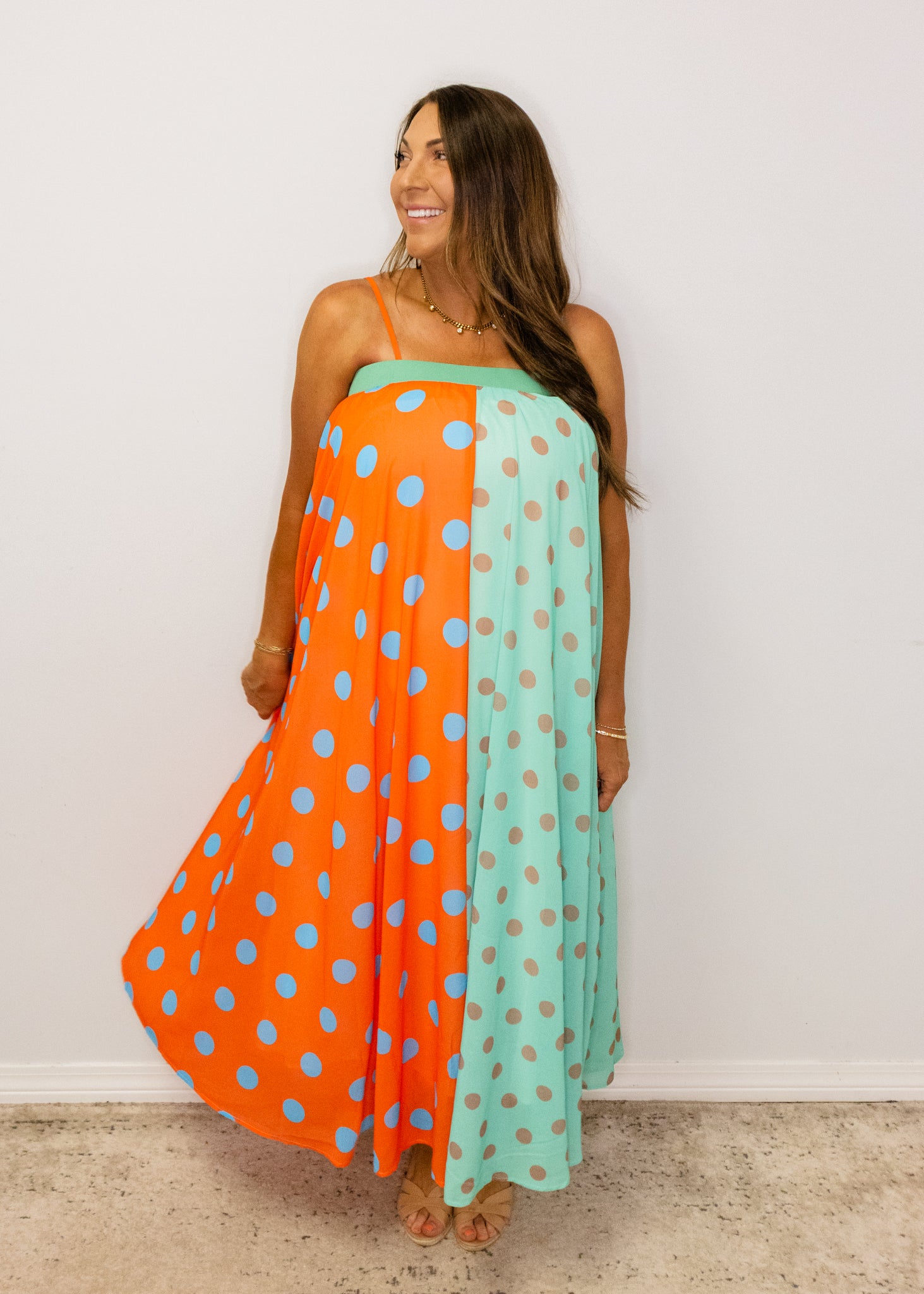 Polka Dot Pattern Maxi Dress