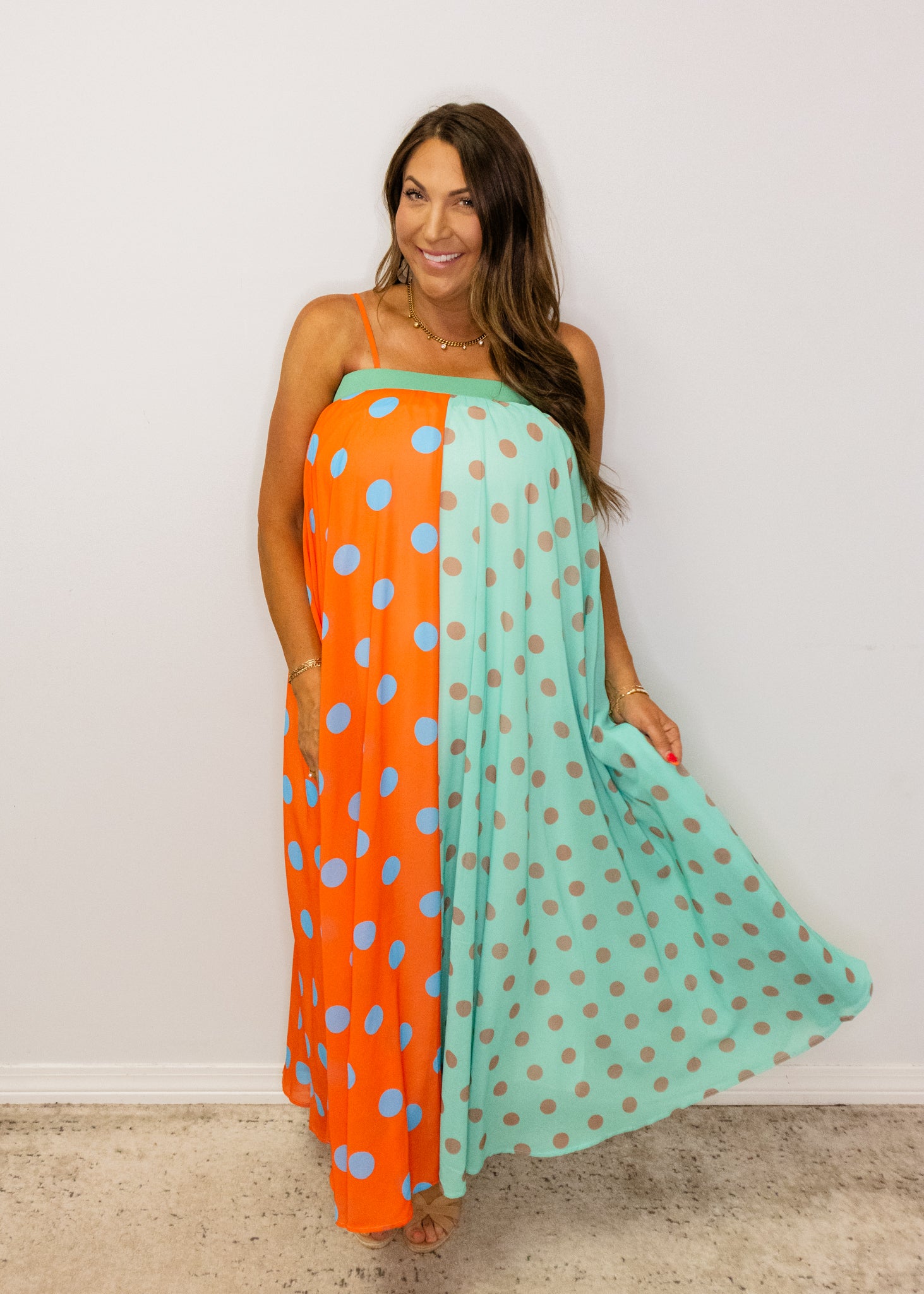 Polka Dot Pattern Maxi Dress