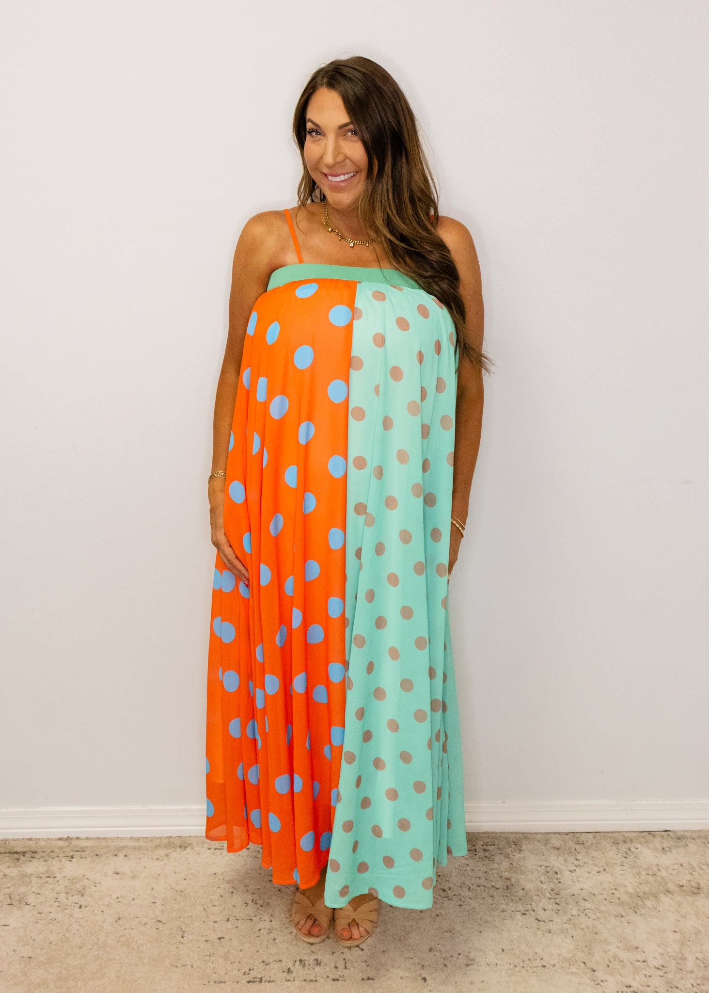 Polka Dot Pattern Maxi Dress