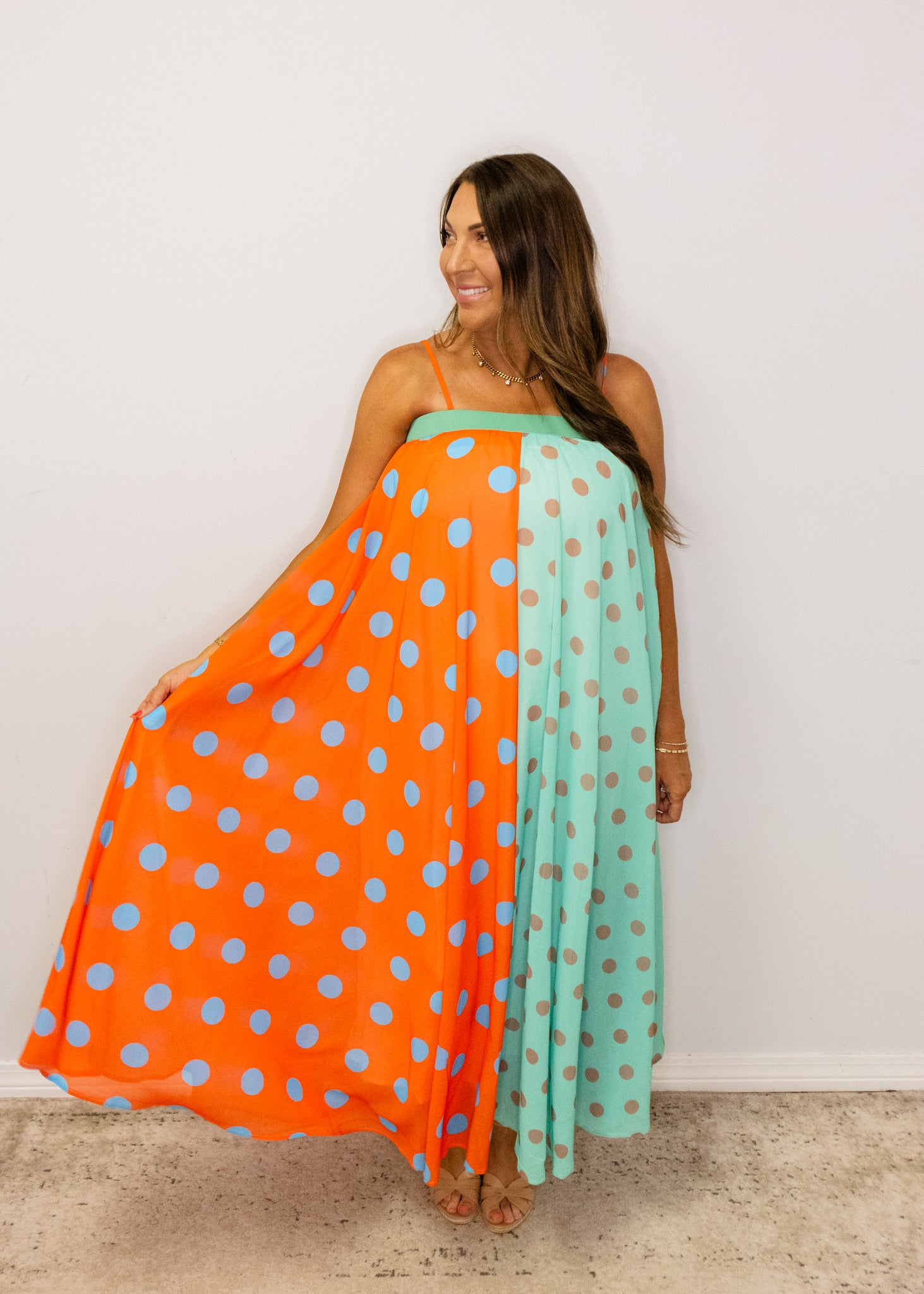Polka Dot Pattern Maxi Dress