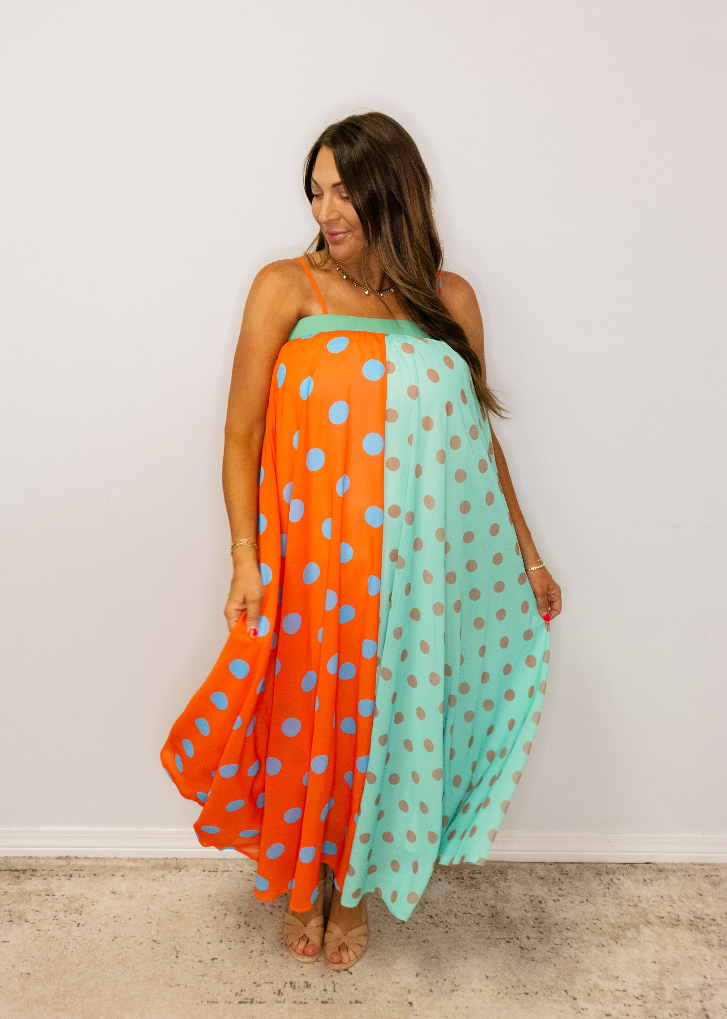 Polka Dot Pattern Maxi Dress