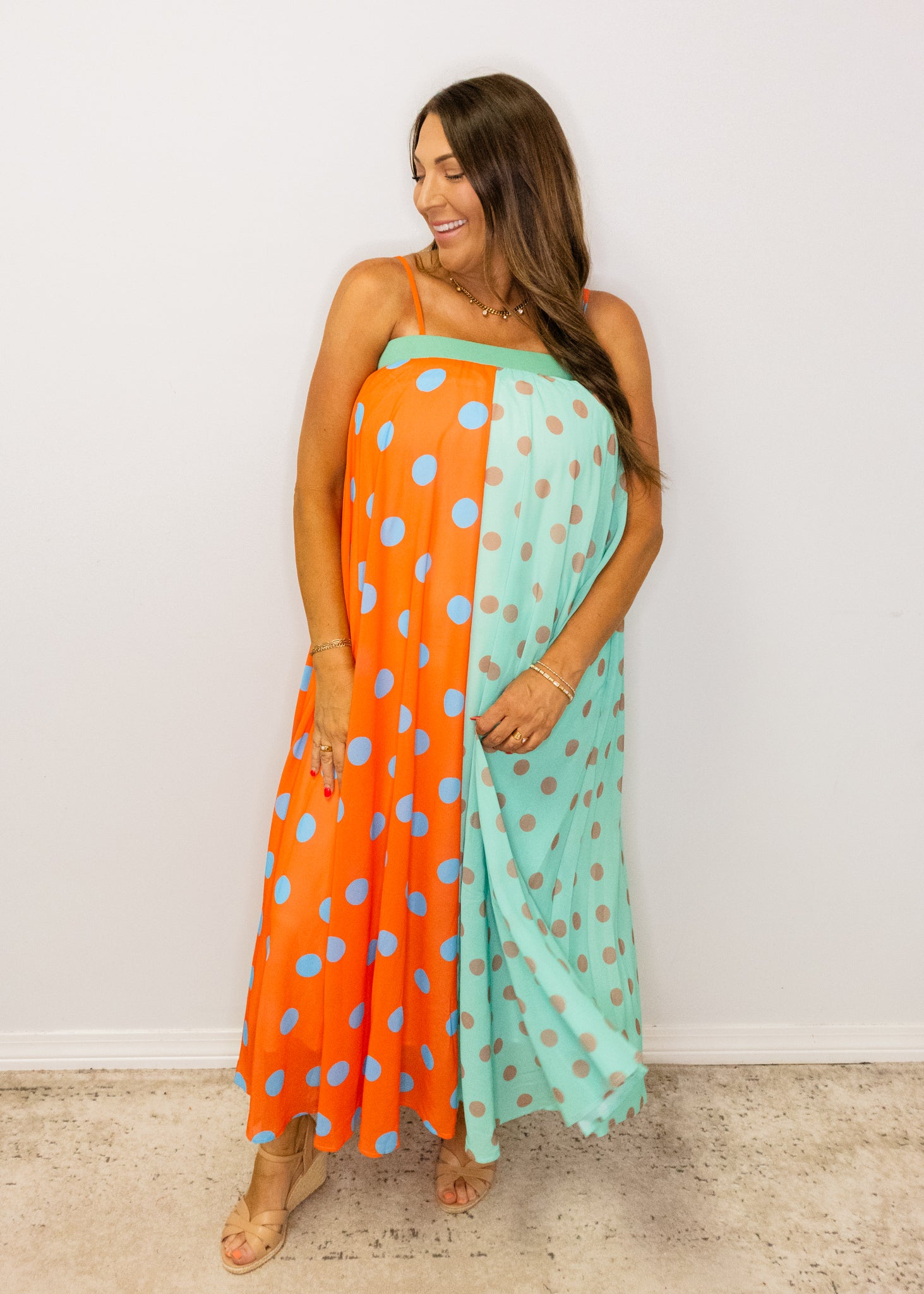Polka Dot Pattern Maxi Dress