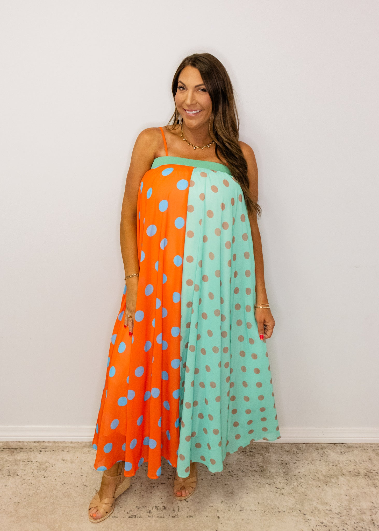 Polka Dot Pattern Maxi Dress
