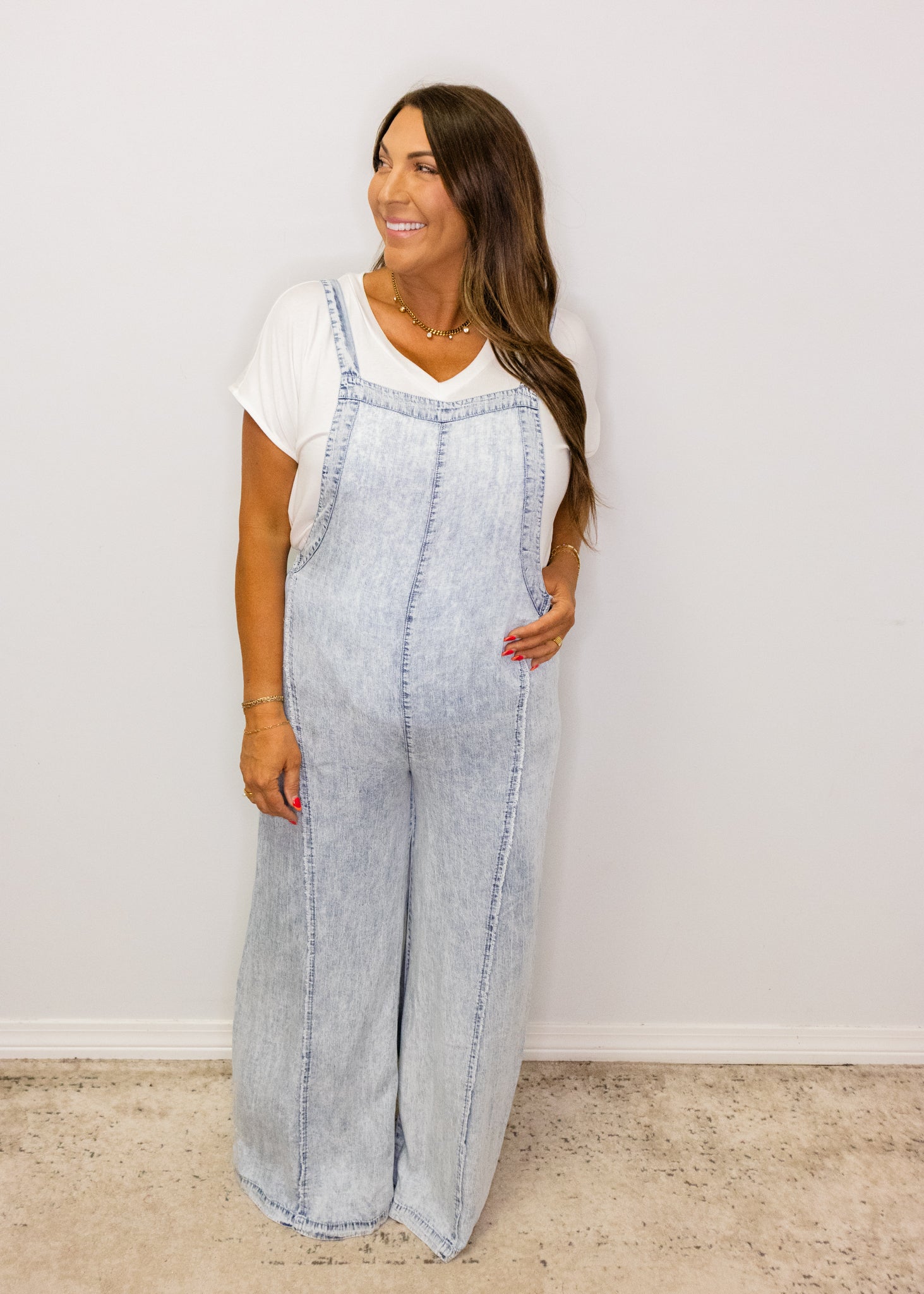Light Denim Wide Leg Jumpsuit