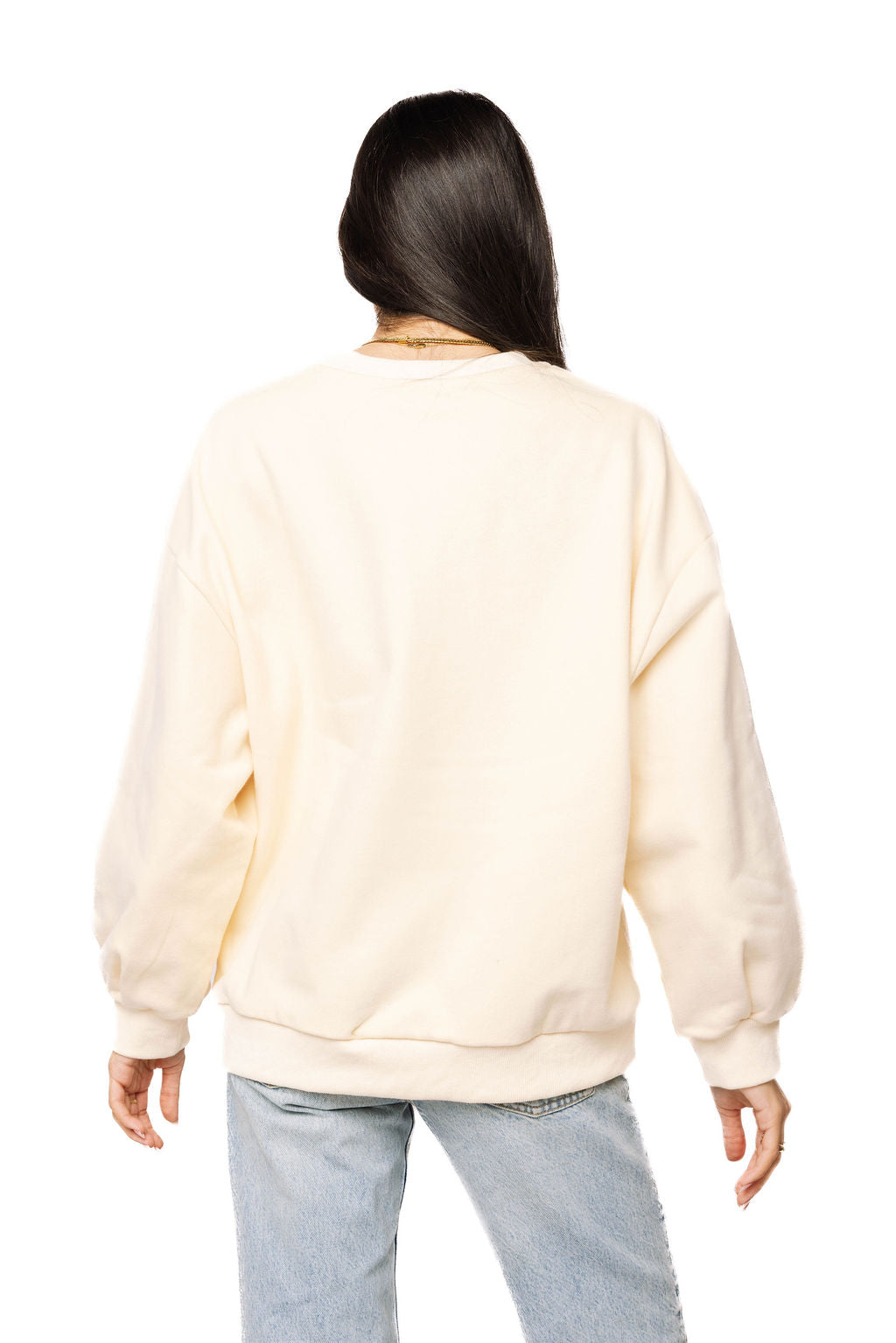 Beige Sequin Flower Pie Slice Sweatshirt