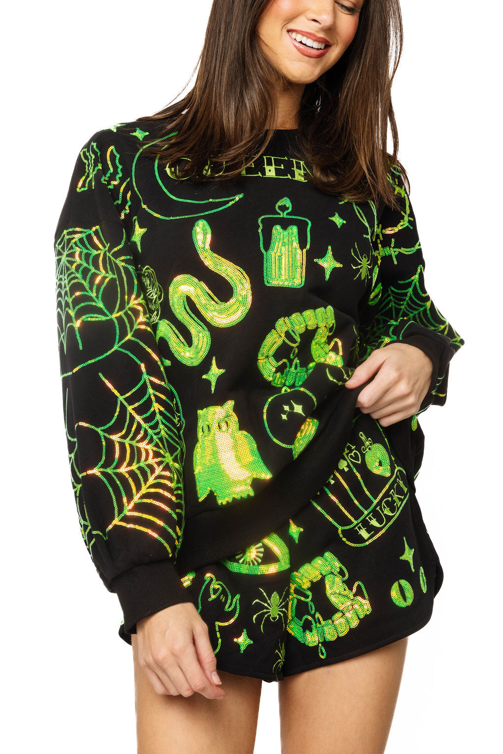 Black & Green Halloween Queen Icon Sweatshirt