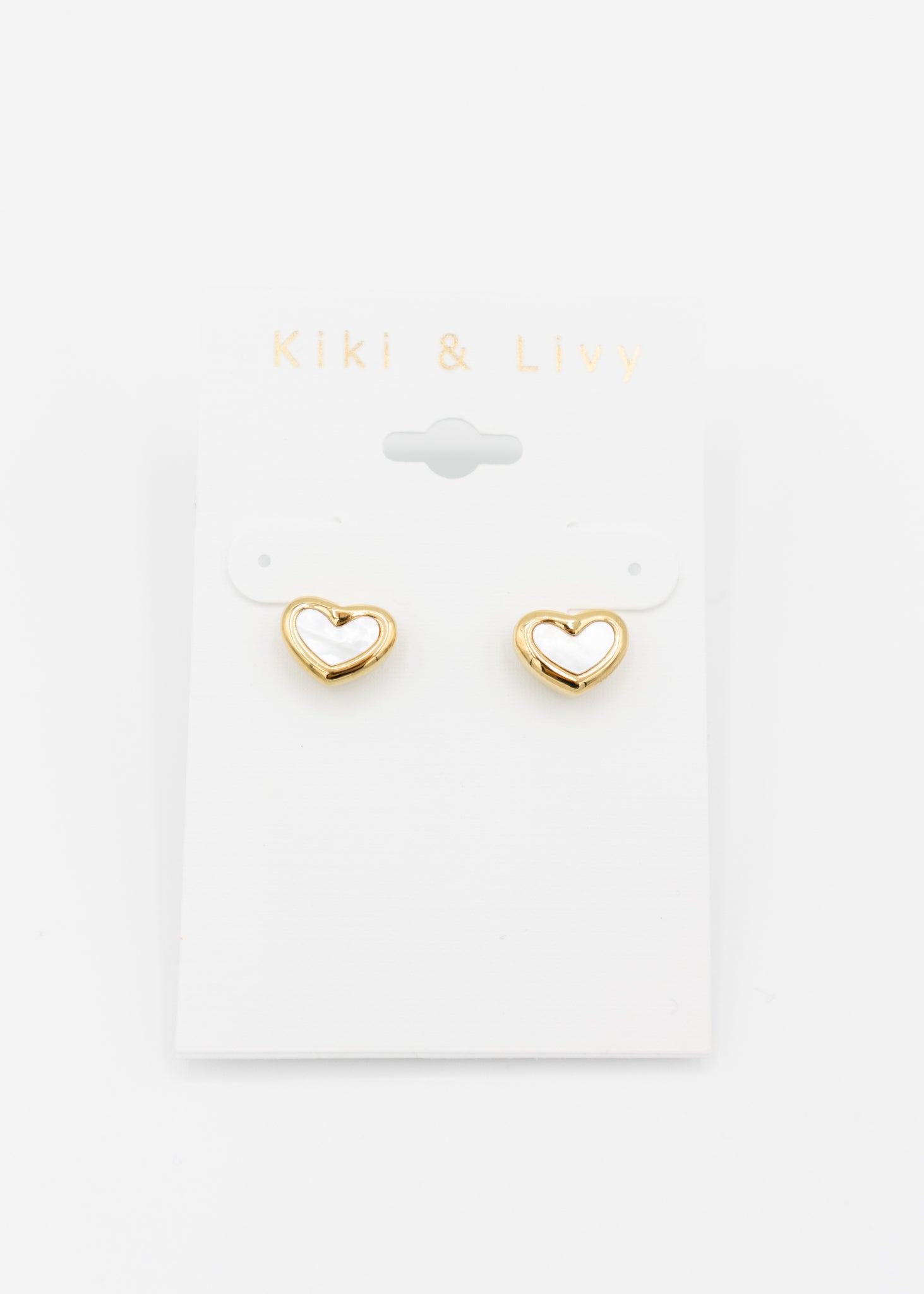 Gold Opal Heart Studs