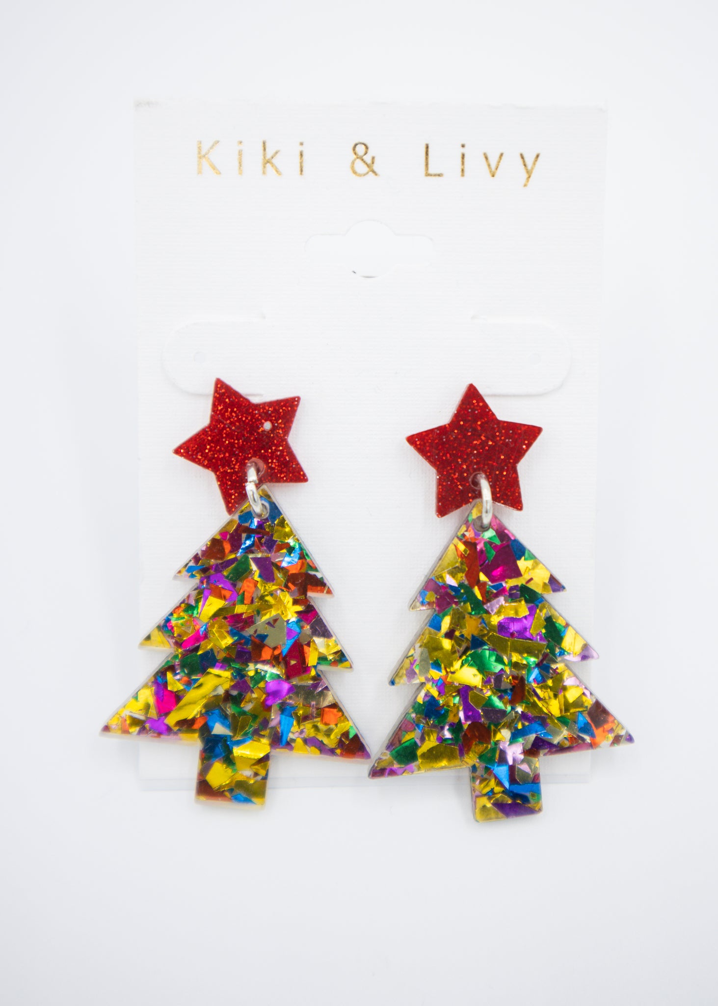 Multicolor Acrylic Christmas Tree Earrings