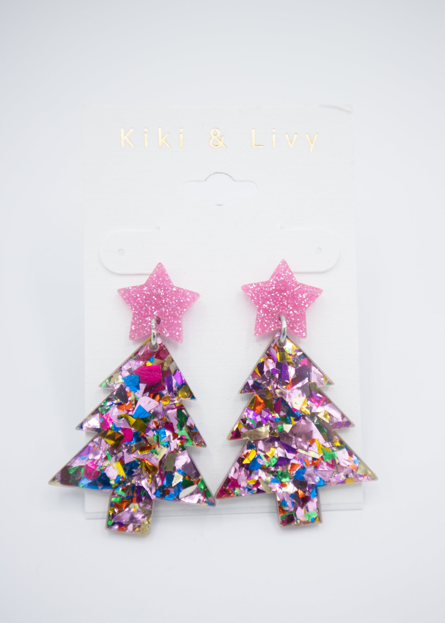 Multicolor Acrylic Christmas Tree Earrings