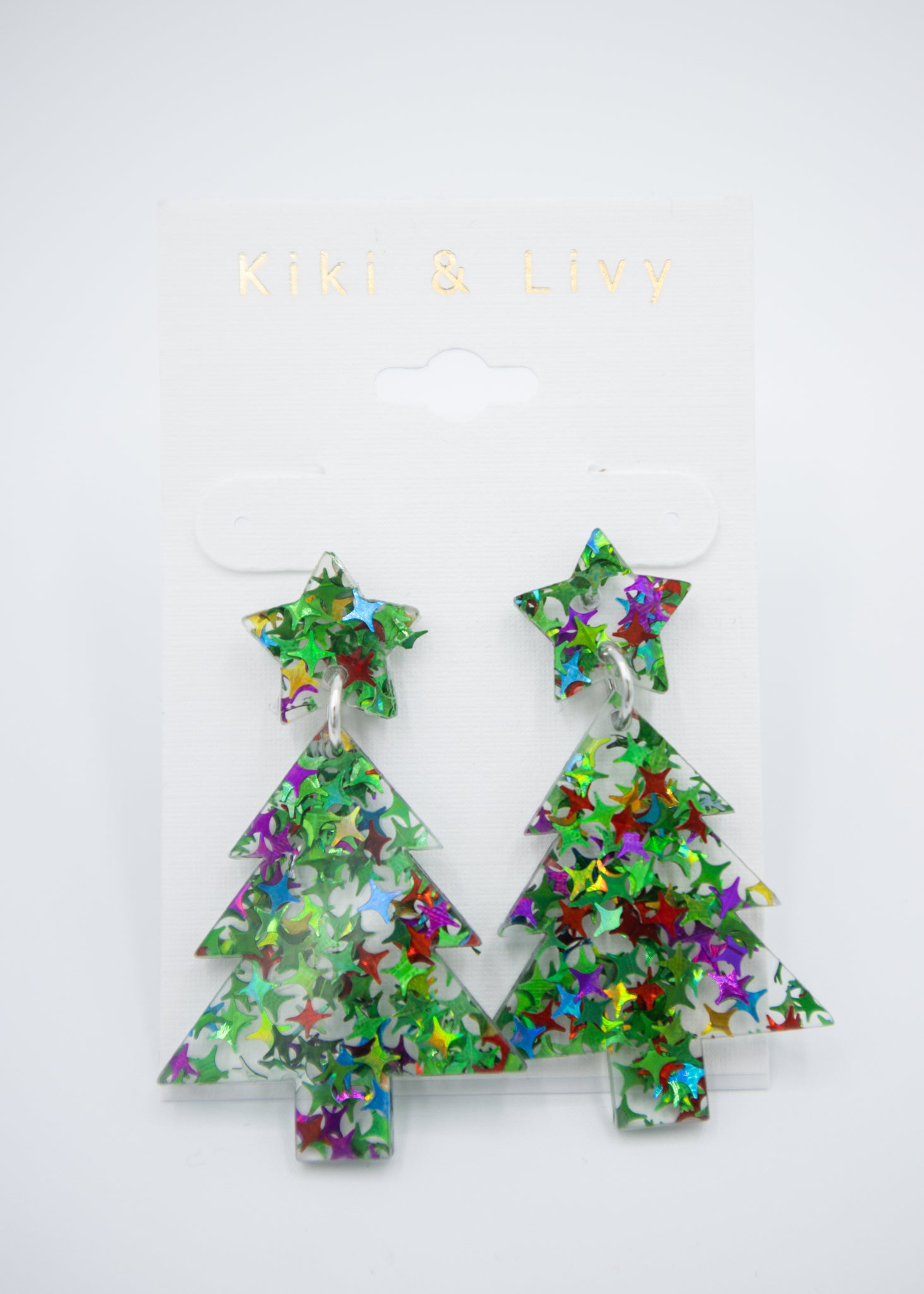 Multicolor Acrylic Christmas Tree Earrings