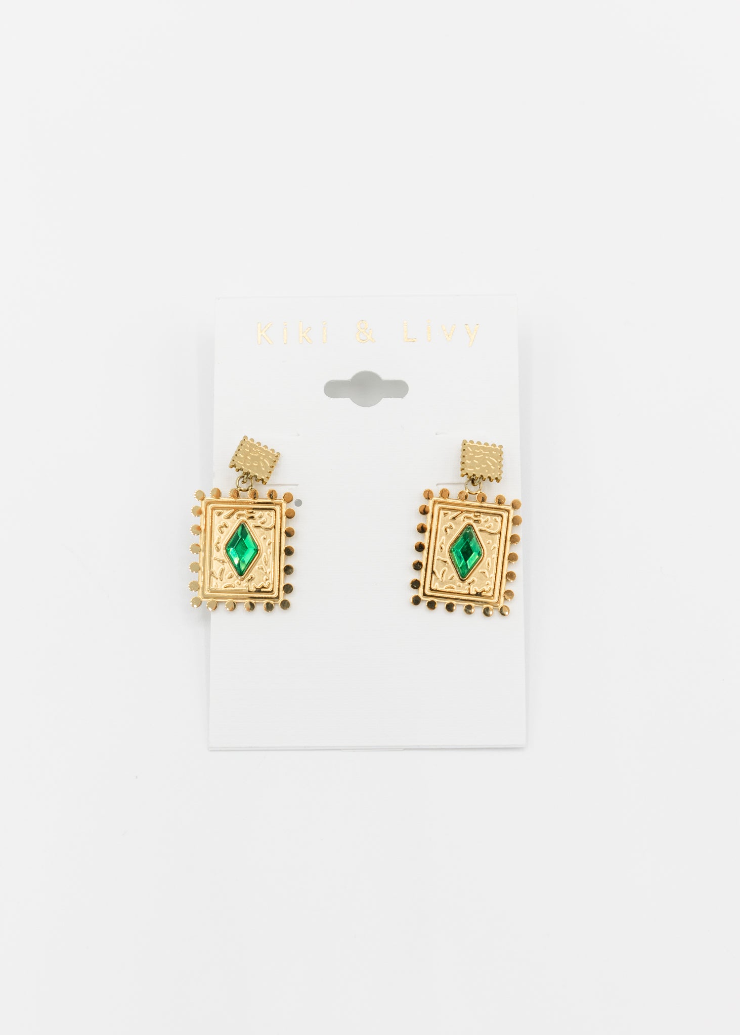 Emerald Geometric Dangle Earrings