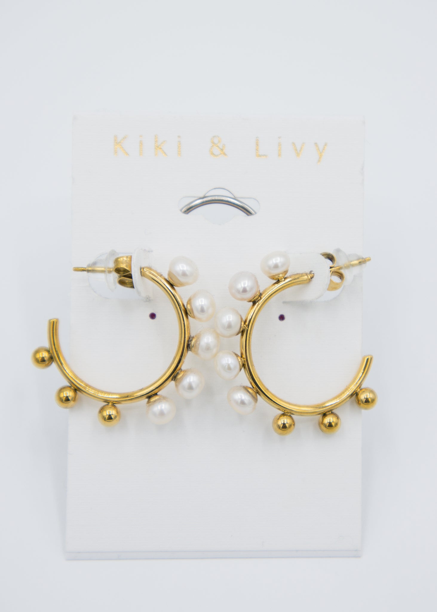 Gold Pearls Hoop Earrings