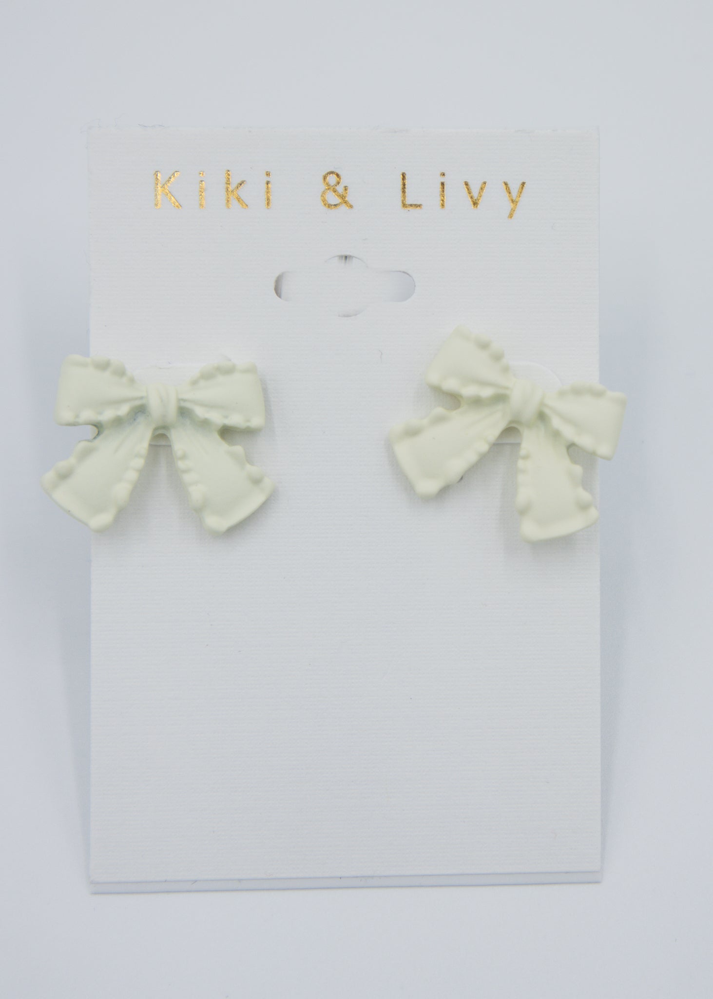 White Bow Stud Earrings