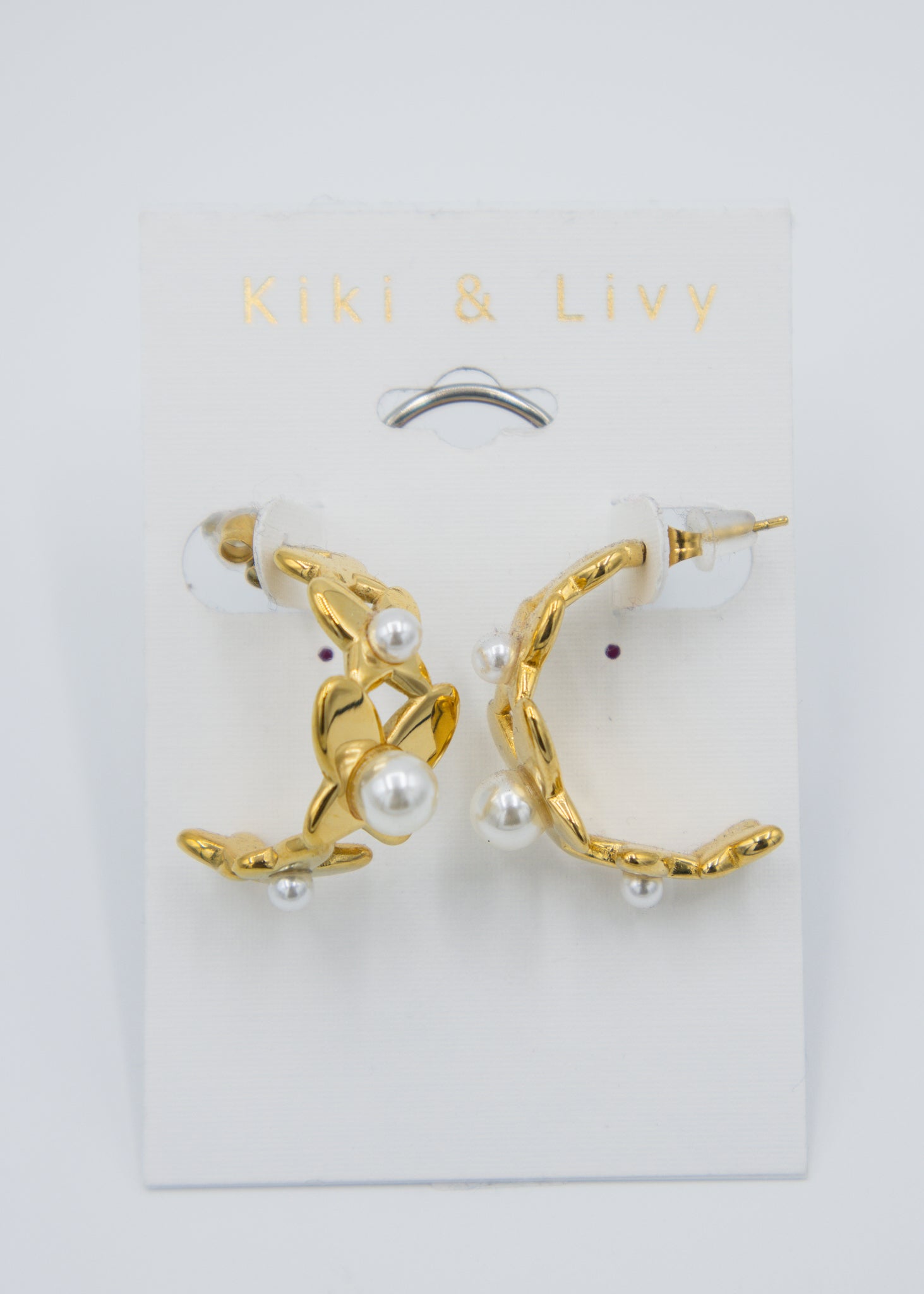 Gold Butterfly Pearl Hoops