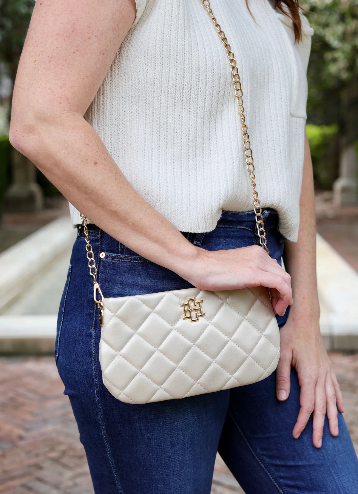 Livi Pearl Quilted Crossbody