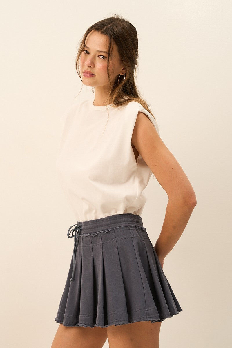Pleated Bottom Pull On Dress