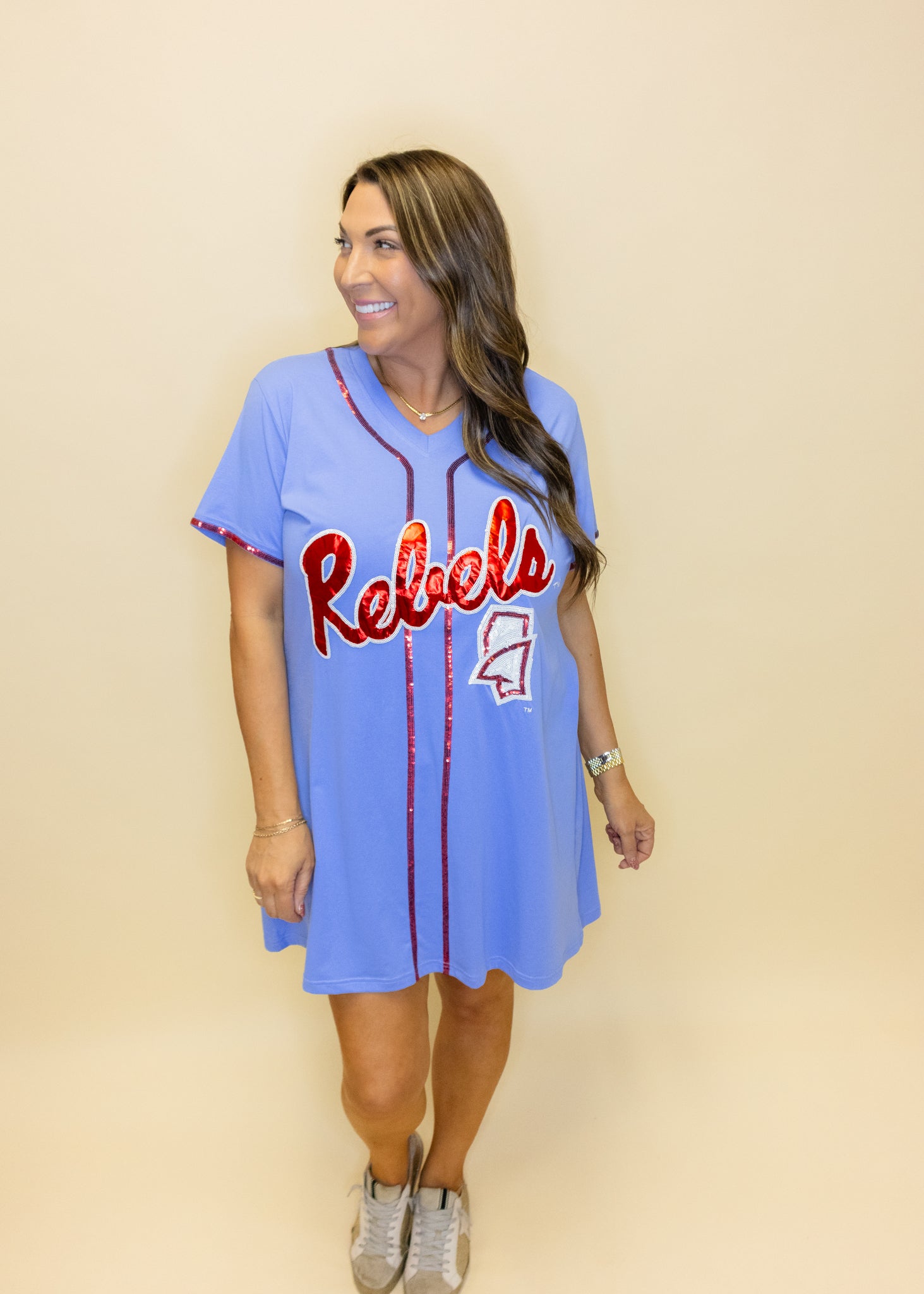 baseball jersey dress womens Queen of Sparkles Maroon Texas A&M Baseball Jersey Dress Large