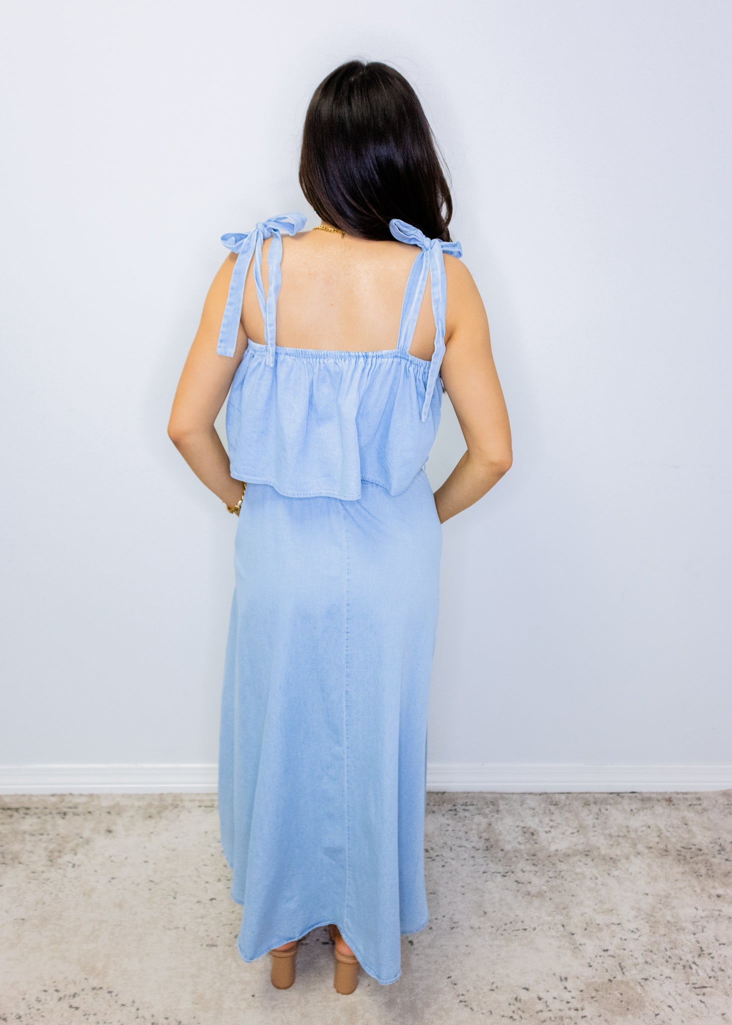 Denim Sea Life Embroidery Skirt Set