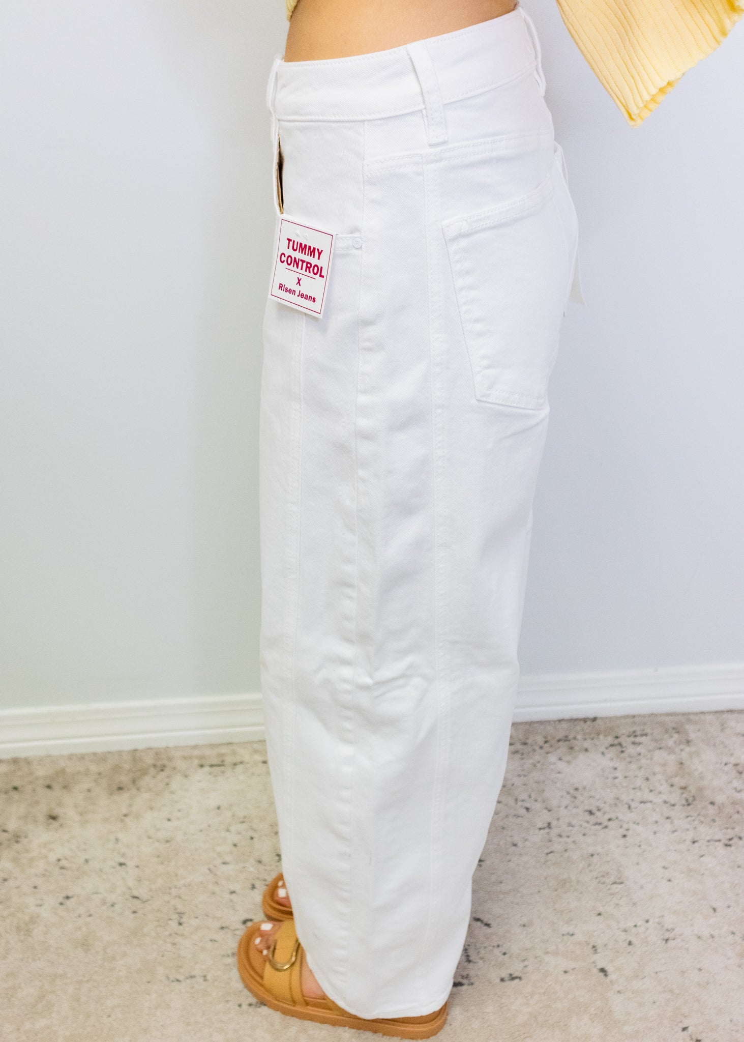 White Tummy Control Slouchy Ankle Barrel Pants
