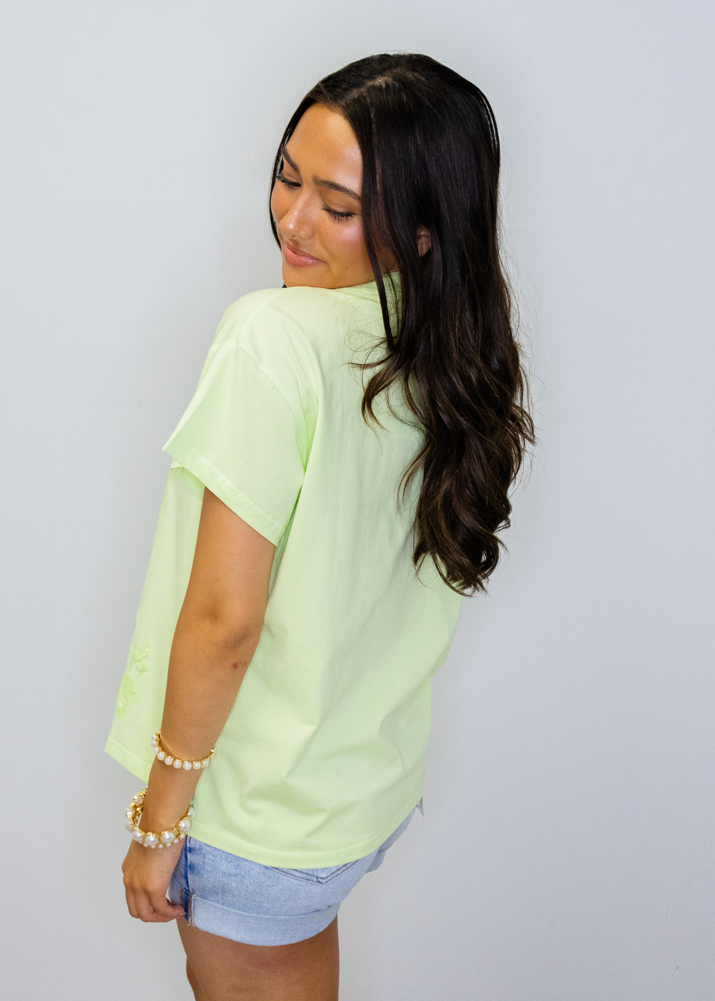 Lime Green Tonal QOS Card Logo Tee