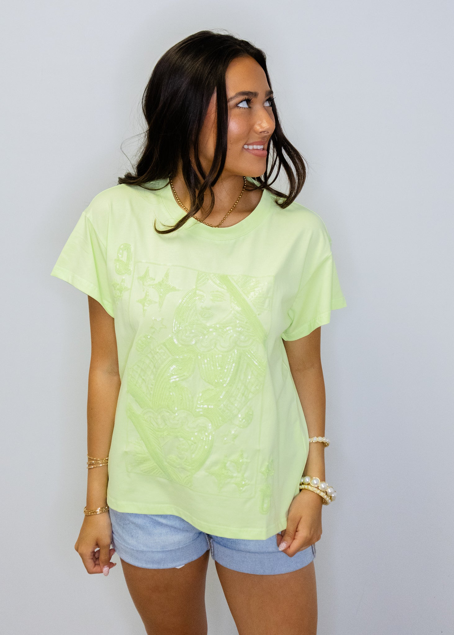 Lime Green Tonal QOS Card Logo Tee