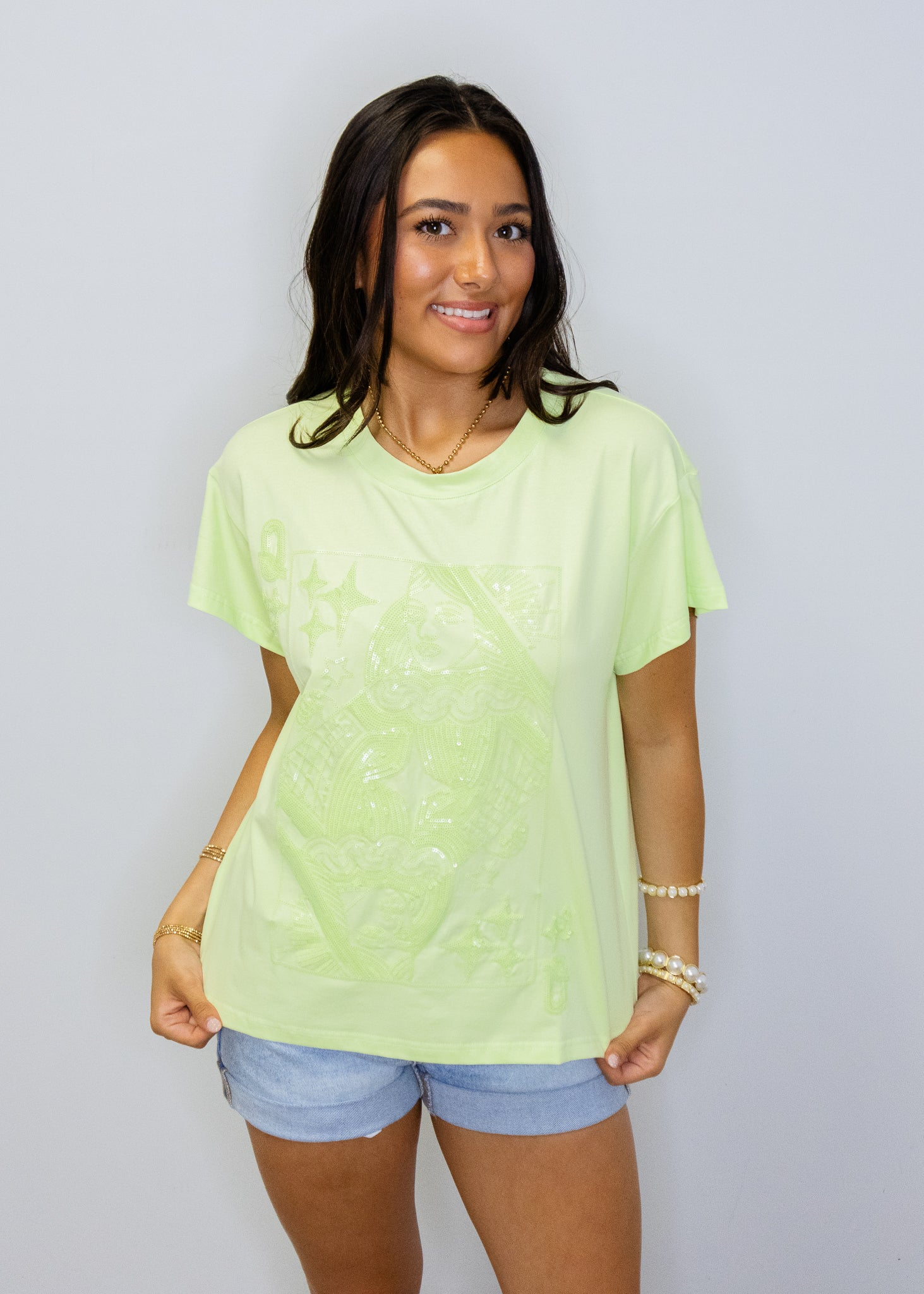 Lime Green Tonal QOS Card Logo Tee