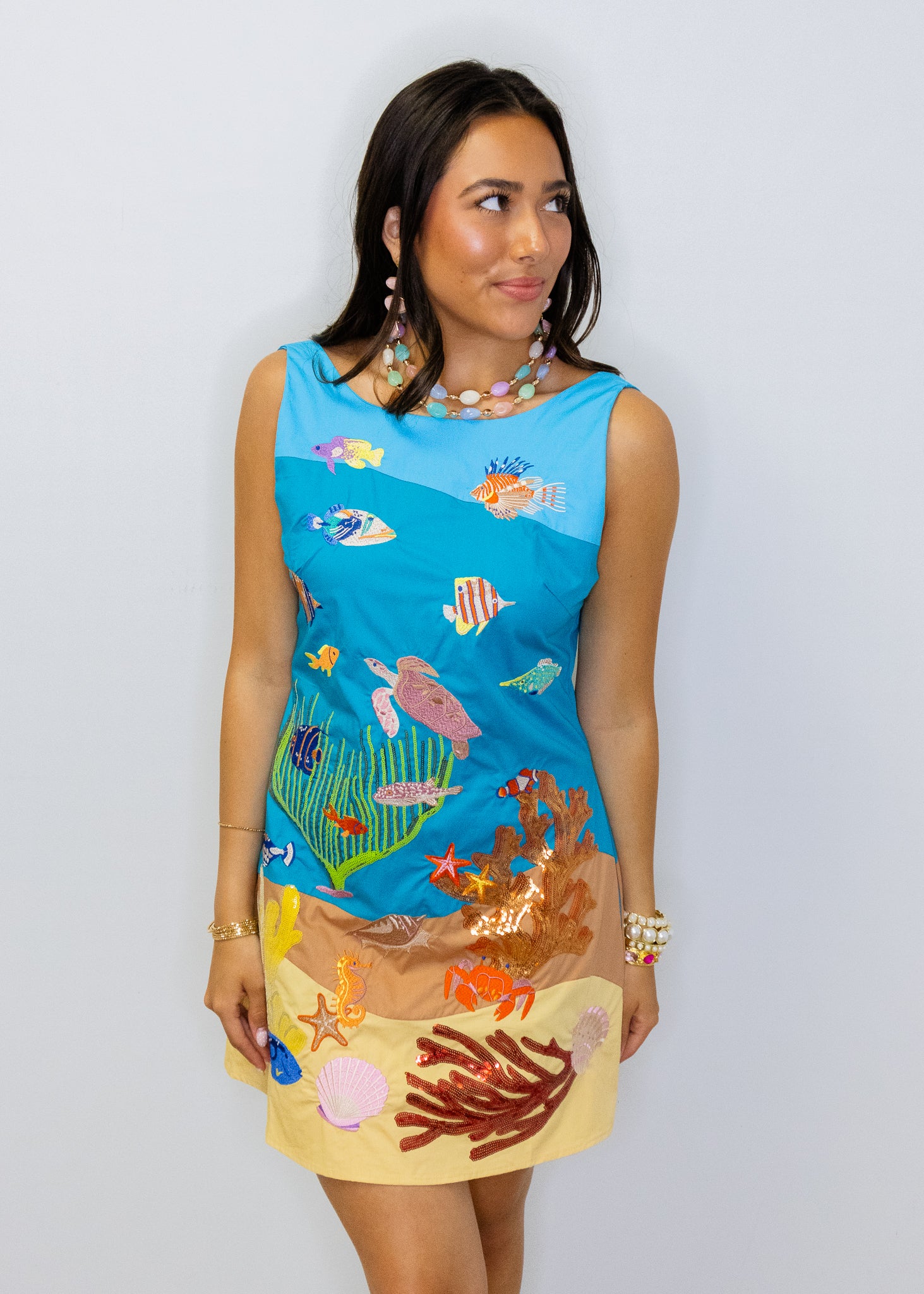Multi Under the Sea Cotton Tank Dress