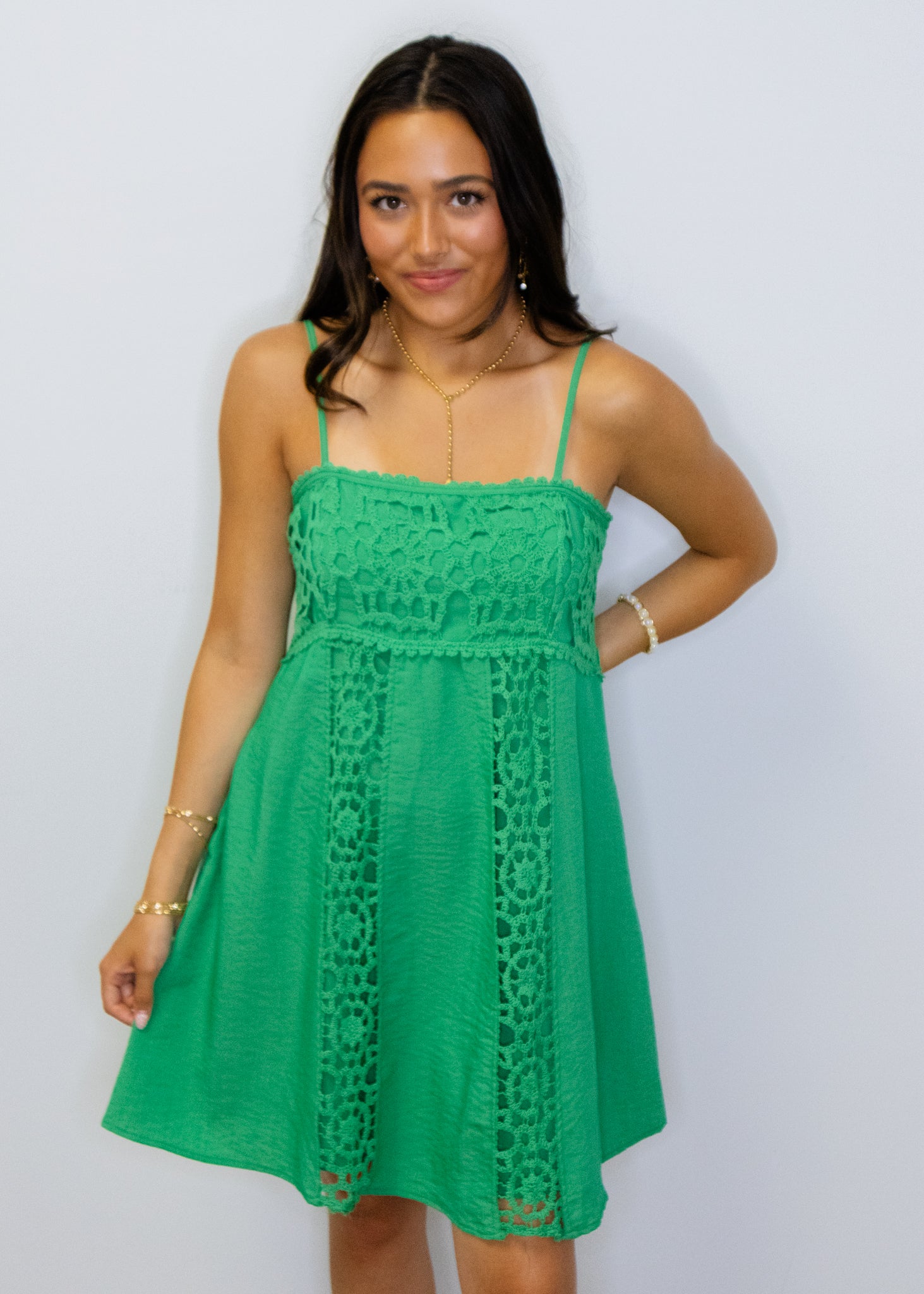 Kelly Green Crochet Dress