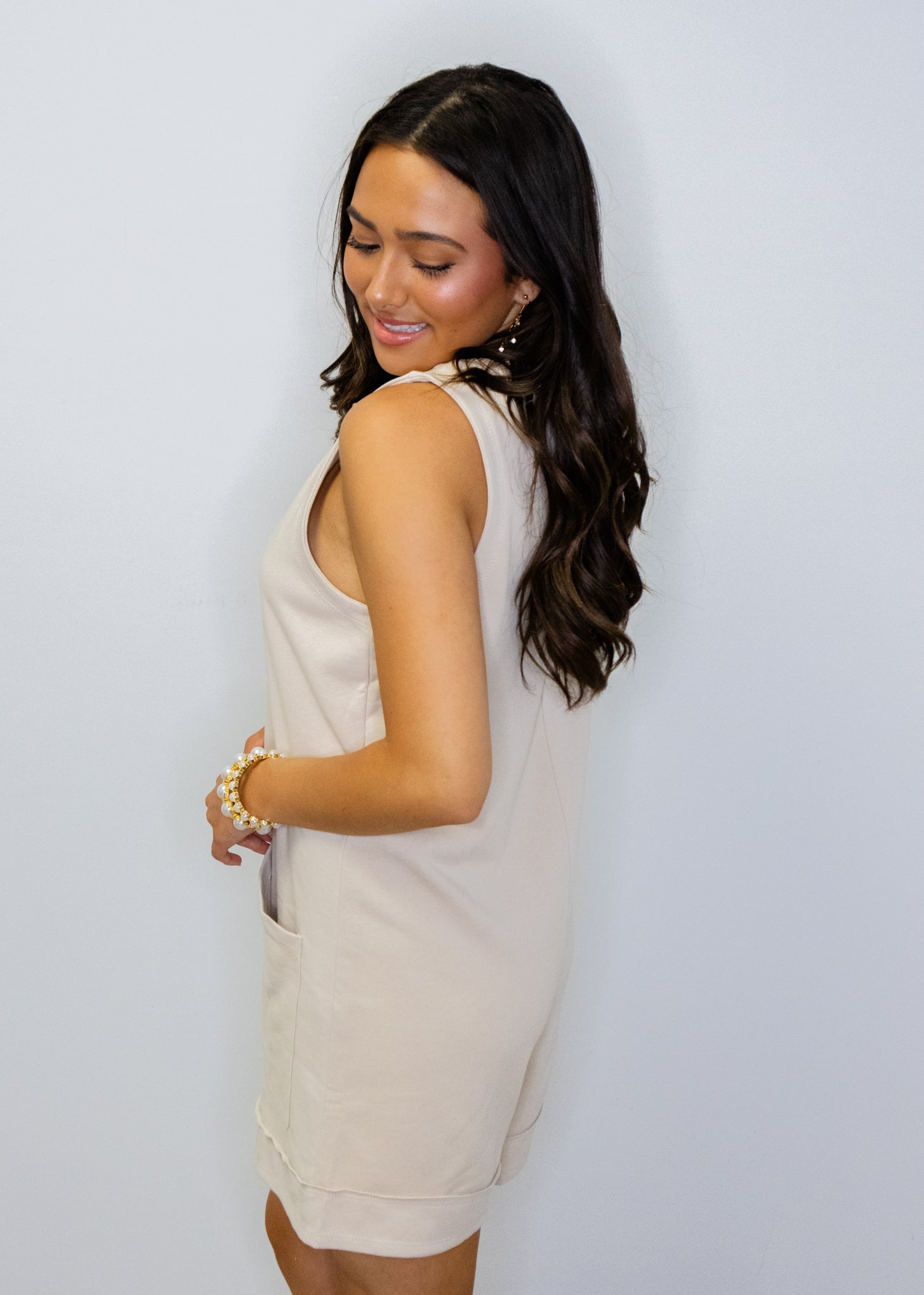 Oat French Terry Pocket Romper
