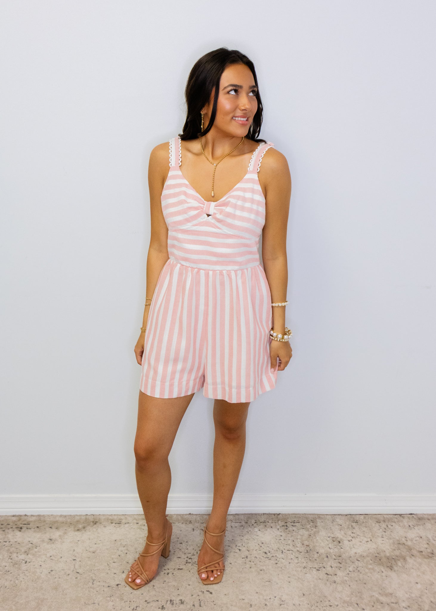 Pink Stripe Smocked Romper