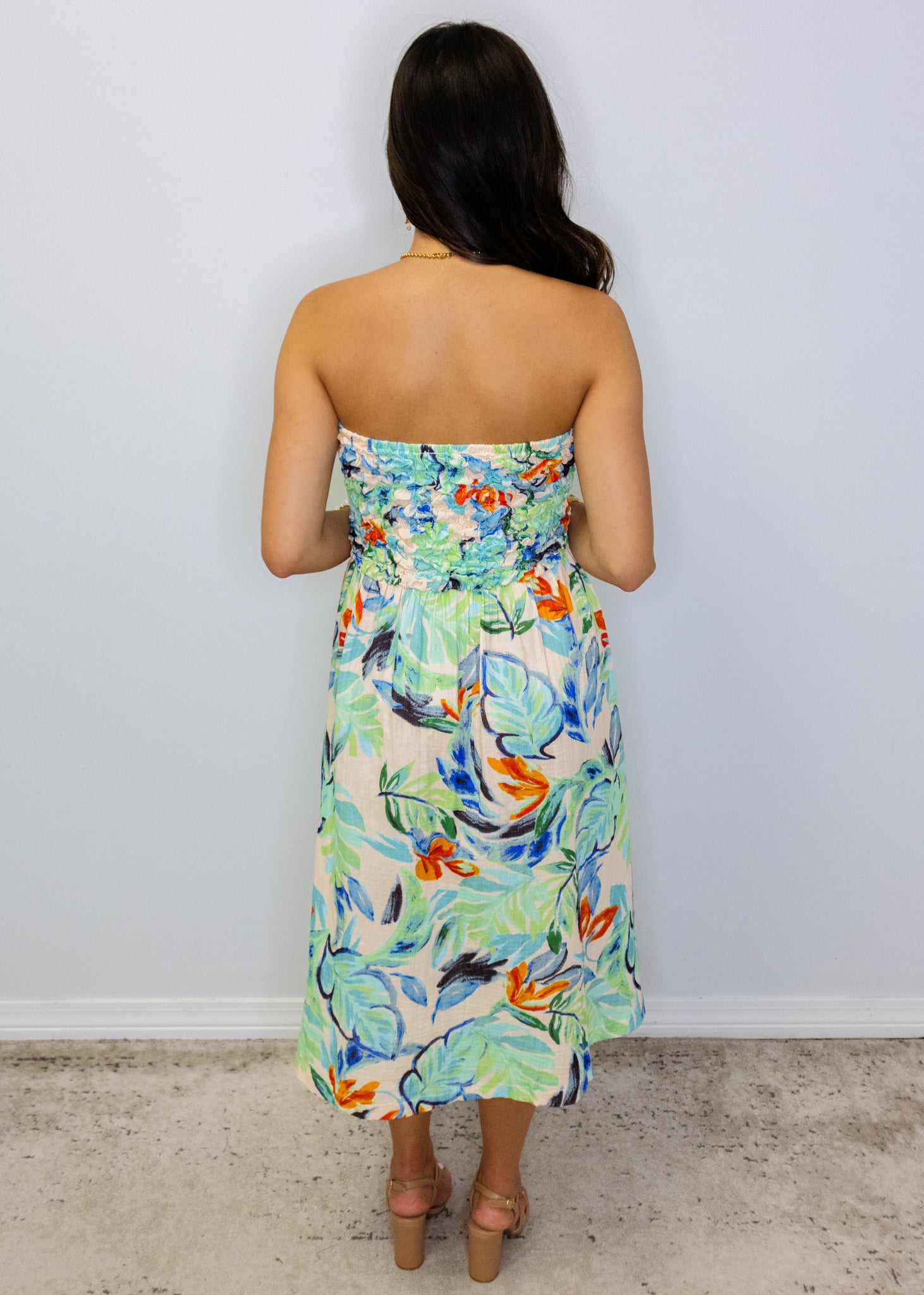 Beach Forest Smocked Yoke A-line Skirt Or Dress