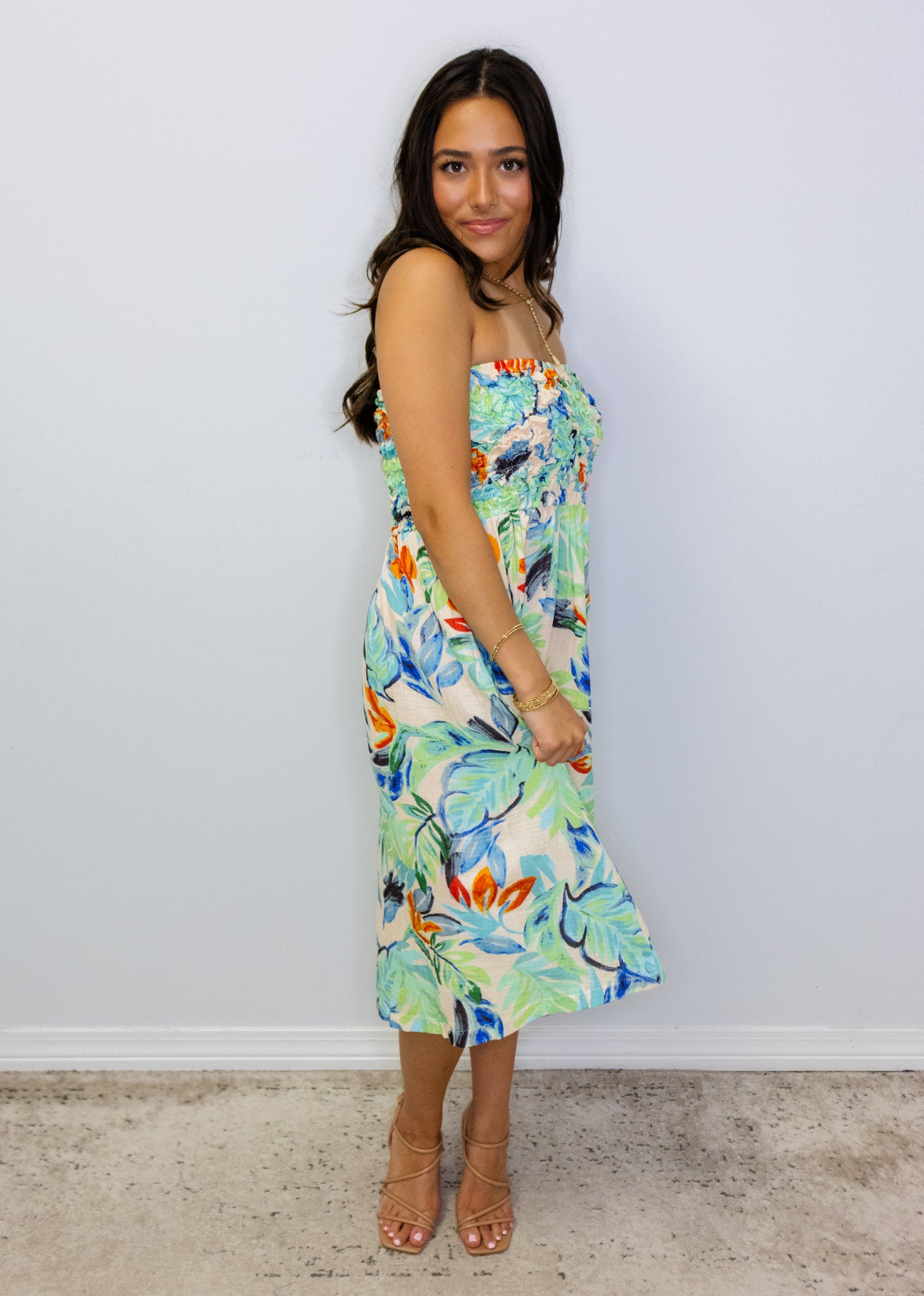 Beach Forest Smocked Yoke A-line Skirt Or Dress