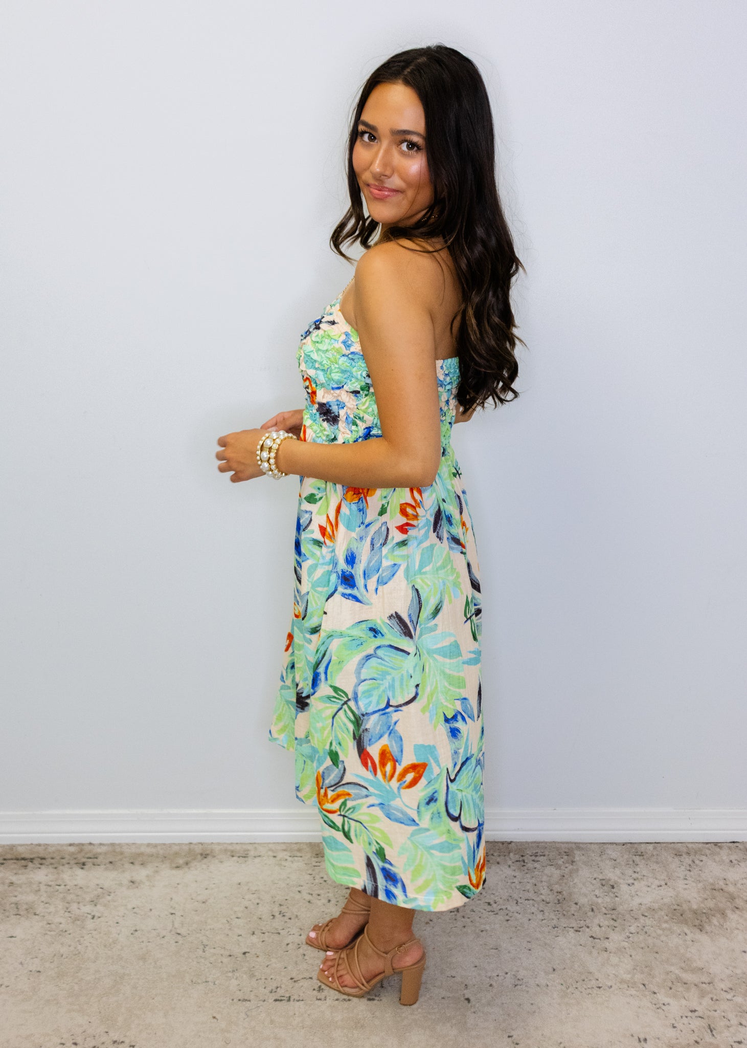 Beach Forest Smocked Yoke A-line Skirt Or Dress