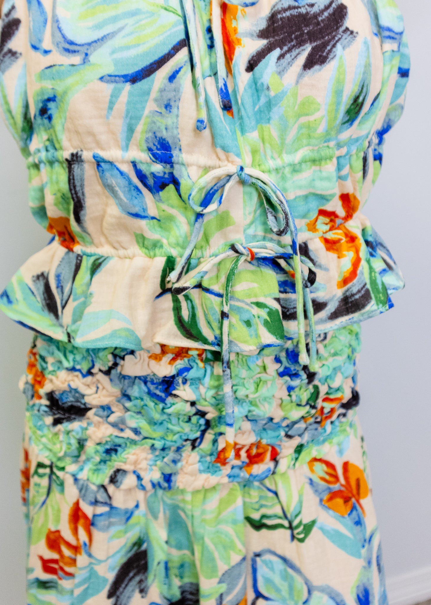 Beach Forest Smocked Yoke A-line Skirt Or Dress