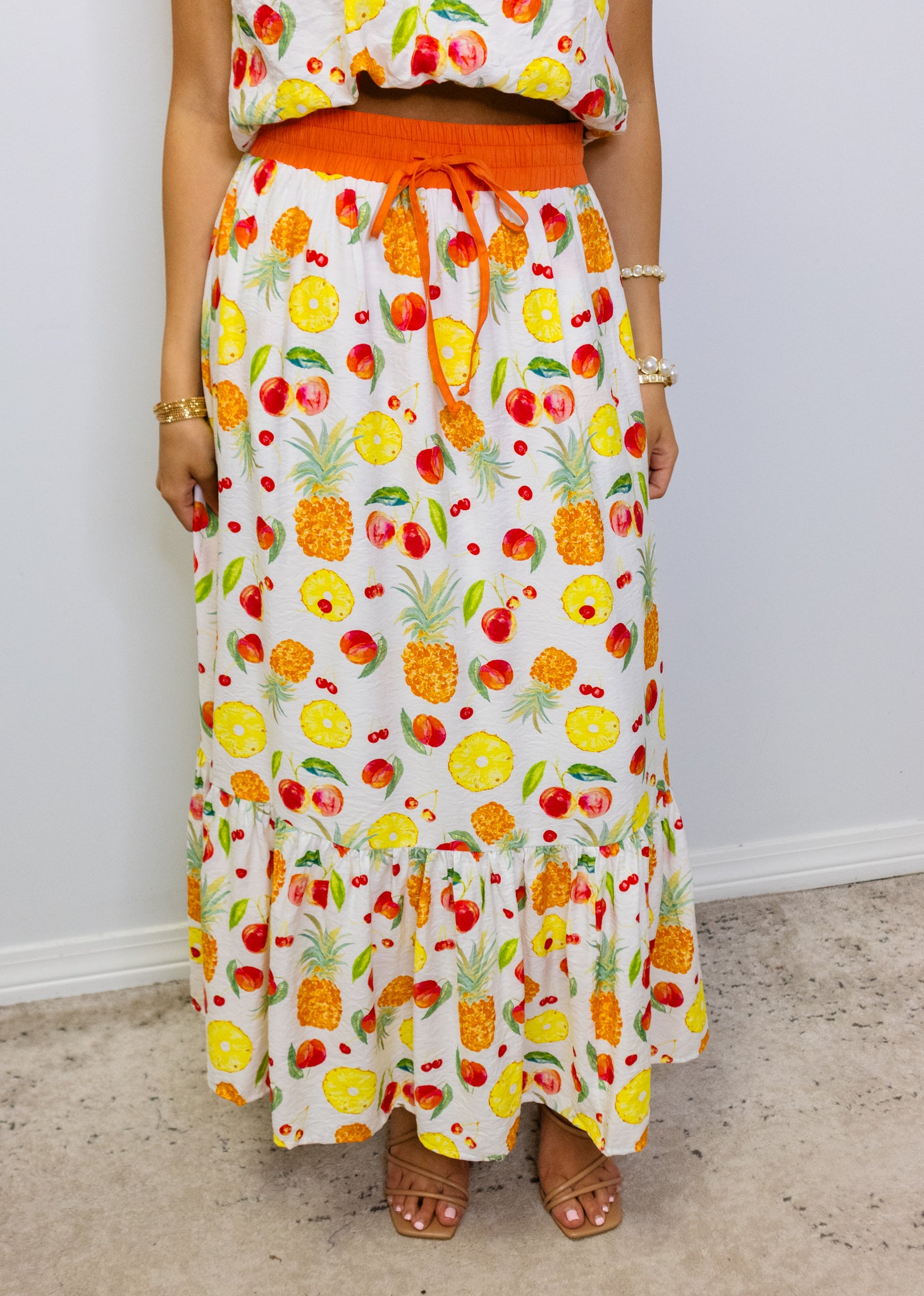 Fruit Print Maxi Skirt Set