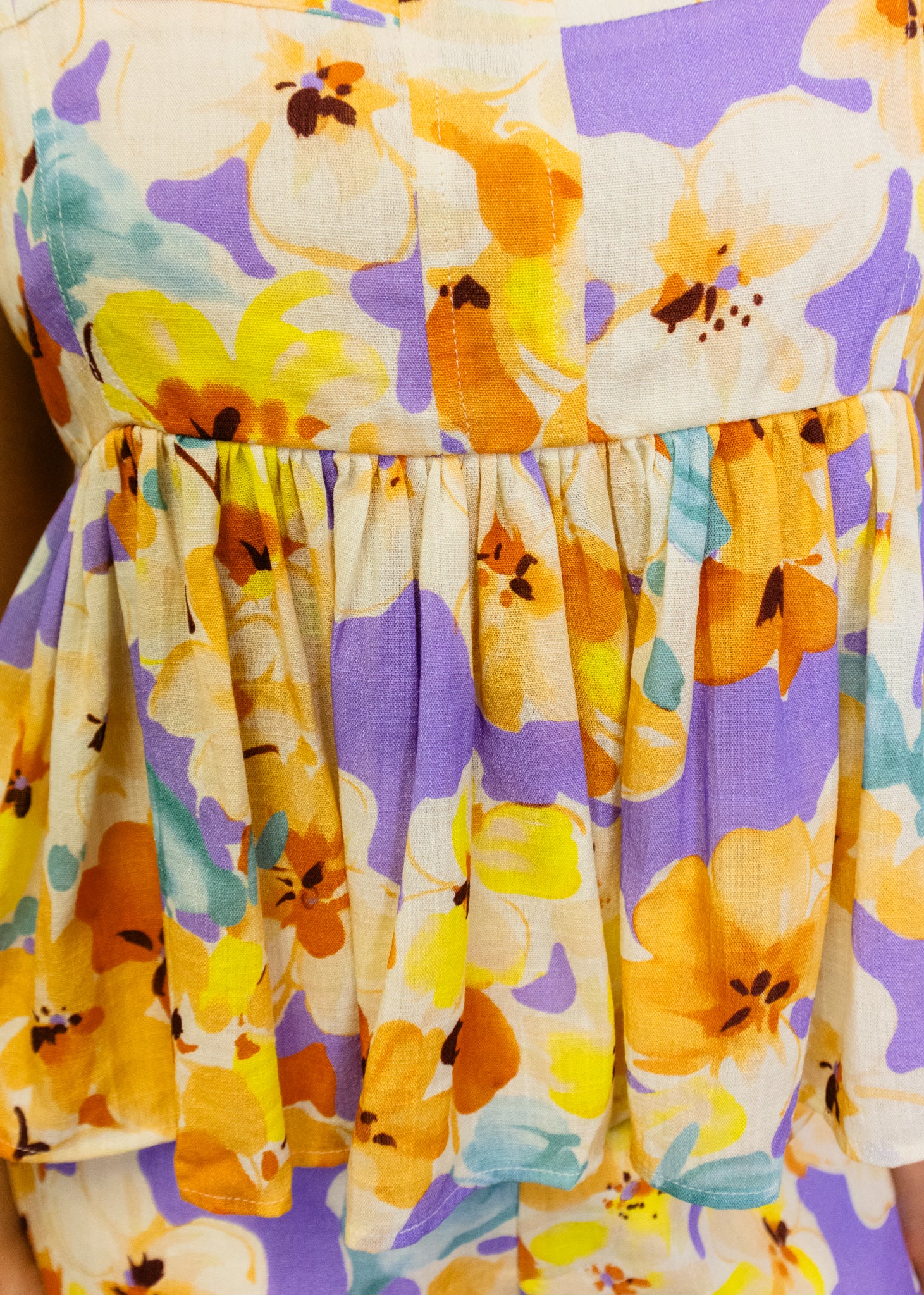 Lavender Multi Floral Peplum Top