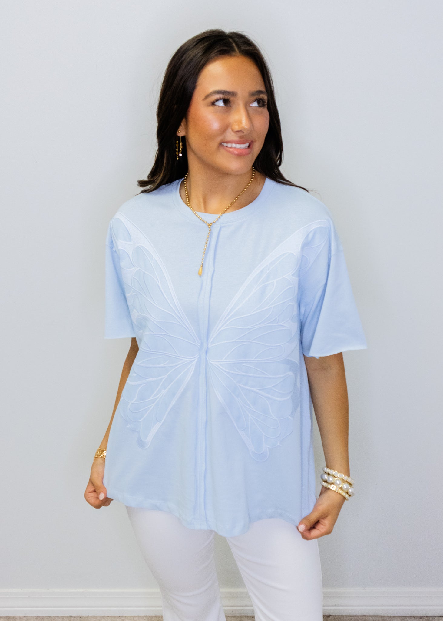 Powder Blue Butterfly Wing Top