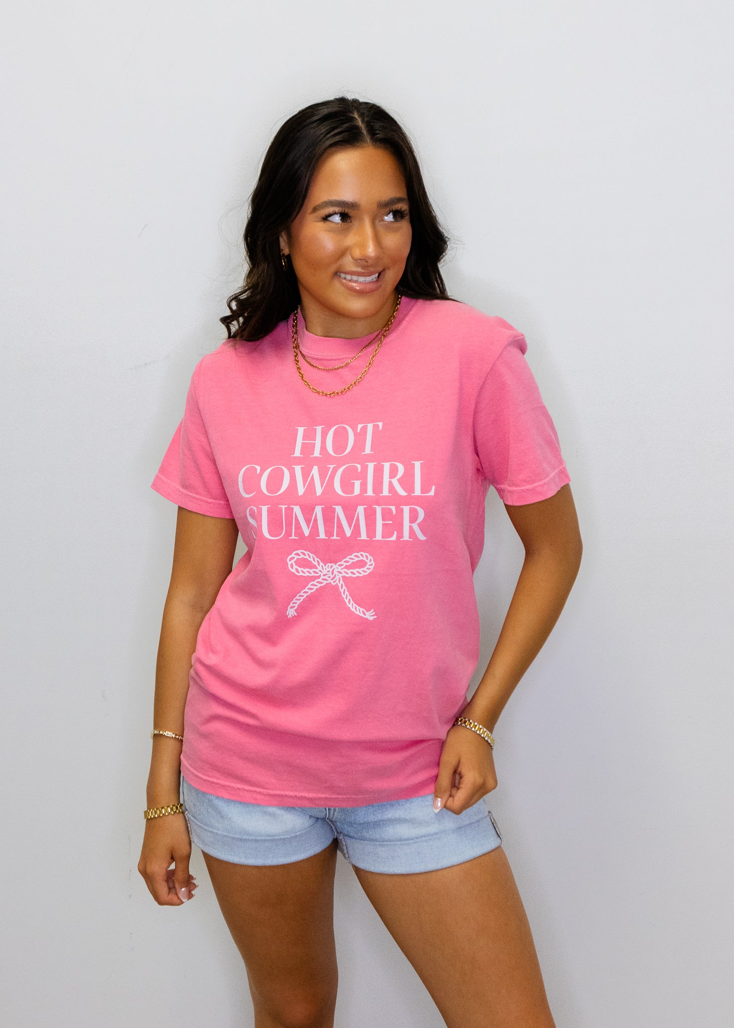 Pink Hot Cowgirl Summer Graphic Tee