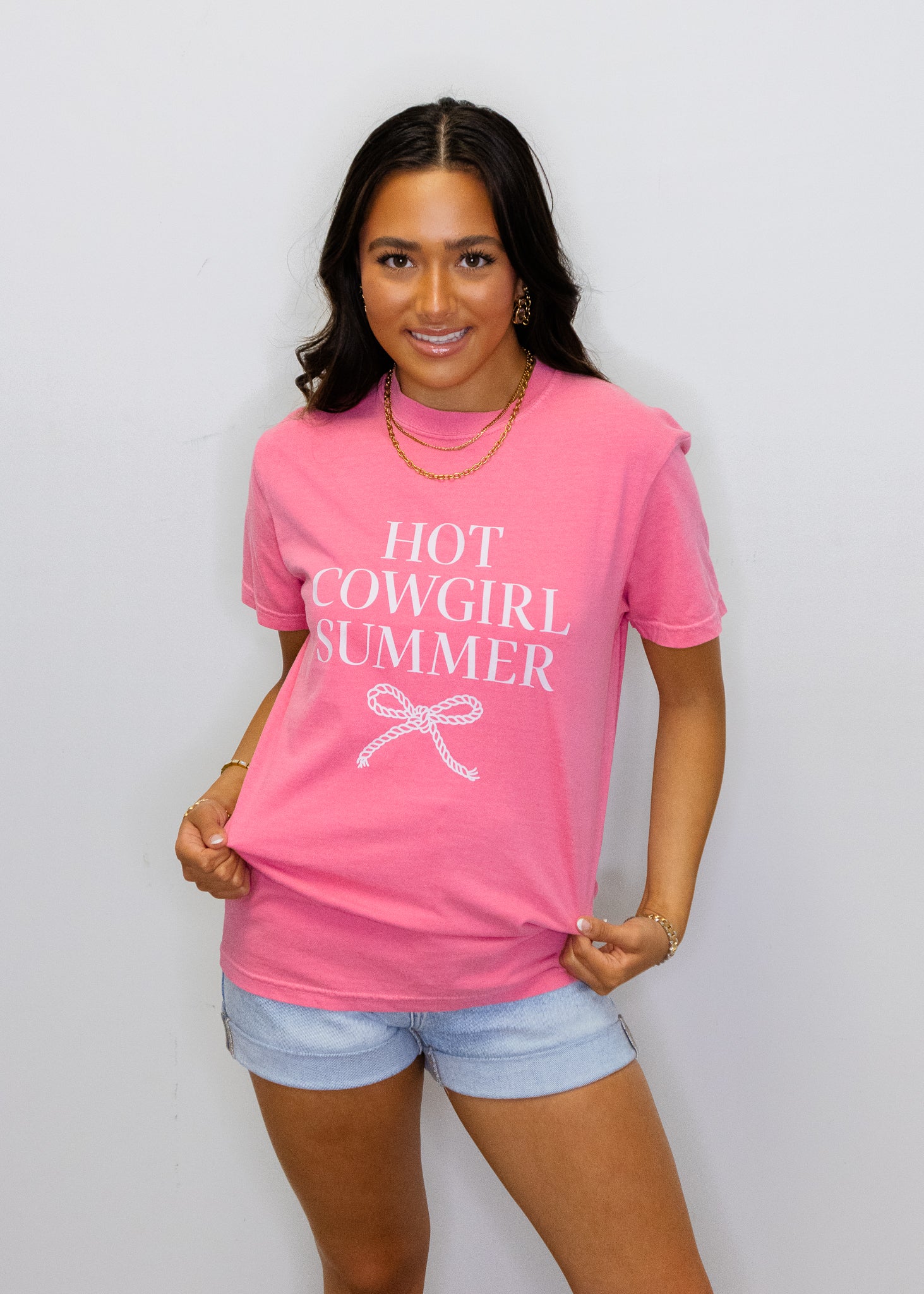 Pink Hot Cowgirl Summer Graphic Tee