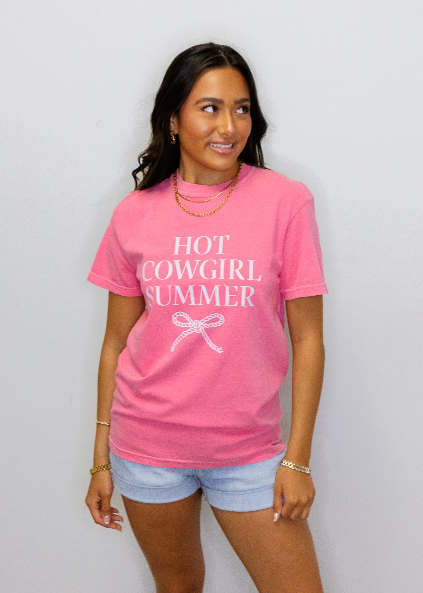 Pink Hot Cowgirl Summer Graphic Tee