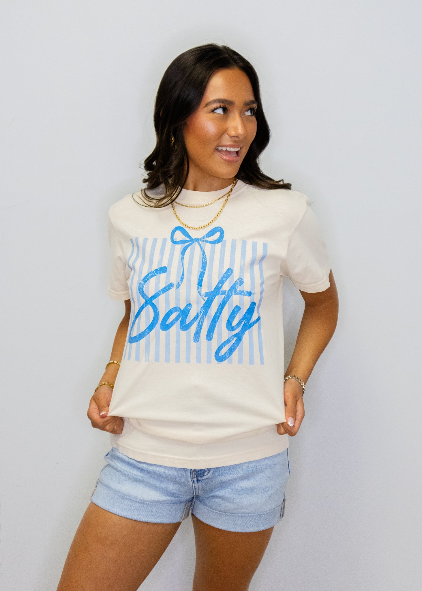 Blue Salty Stripe Bow T-Shirt
