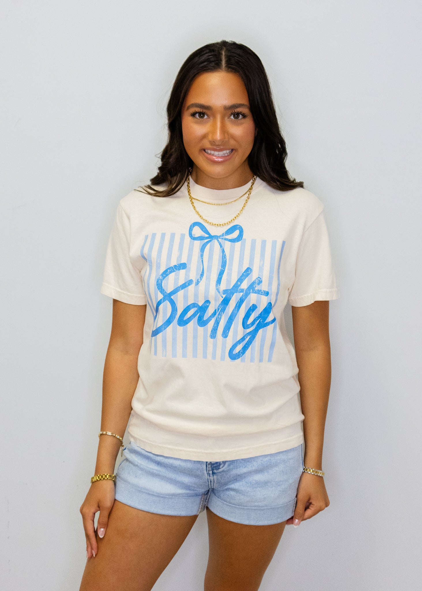 Blue Salty Stripe Bow T-Shirt