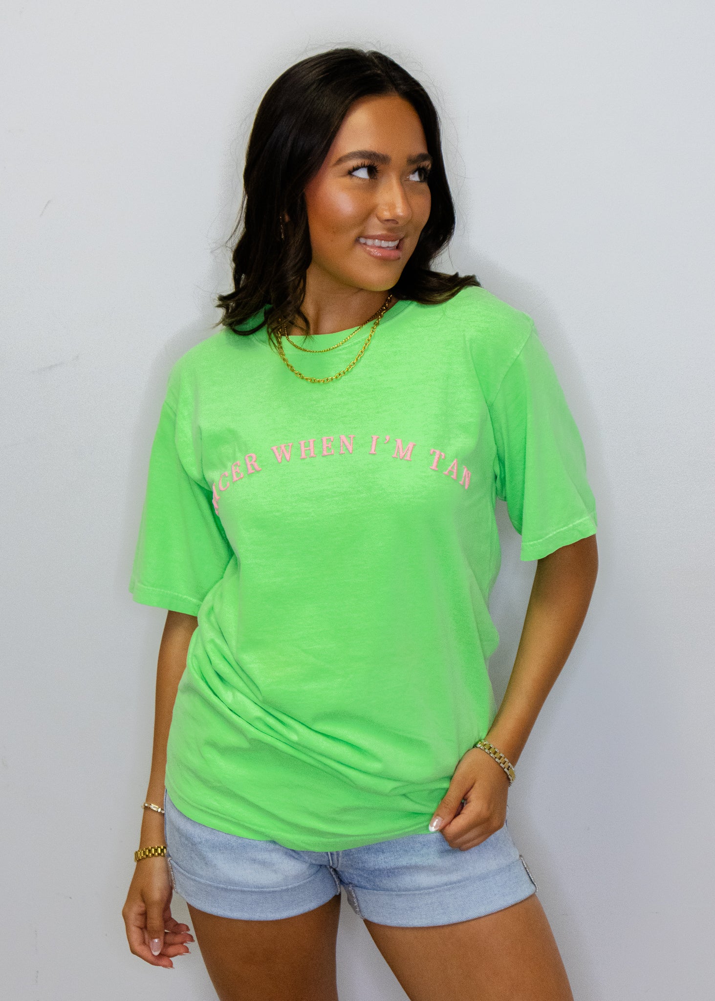 Nicer When I'm Tan Neon Green T-Shirt